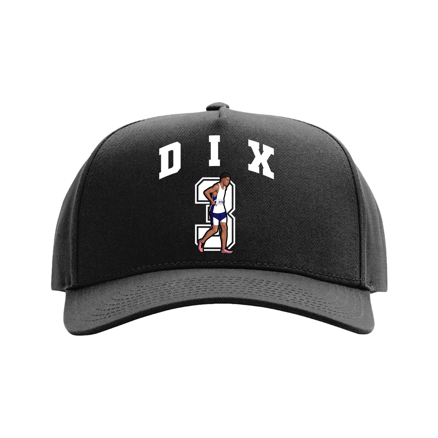 Full Fabric Five-Panel Champ Cap — Number in Black