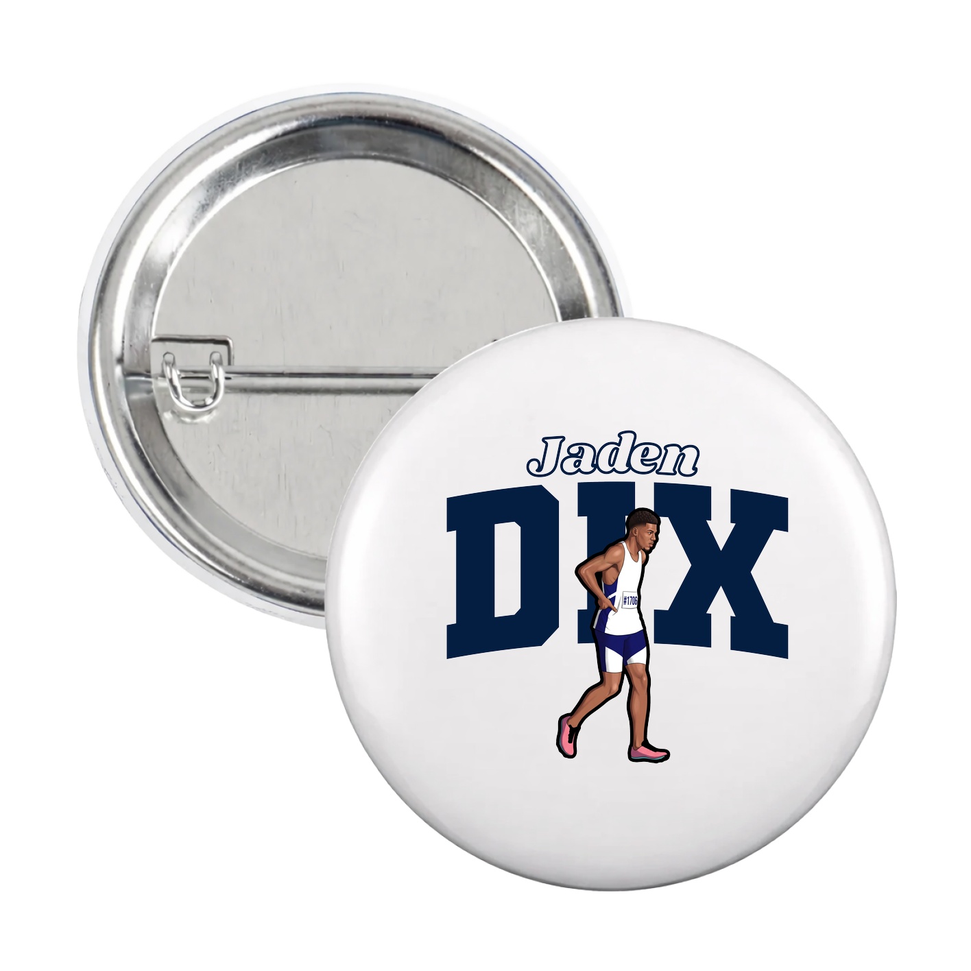 Game Day Button — Name Arch in White