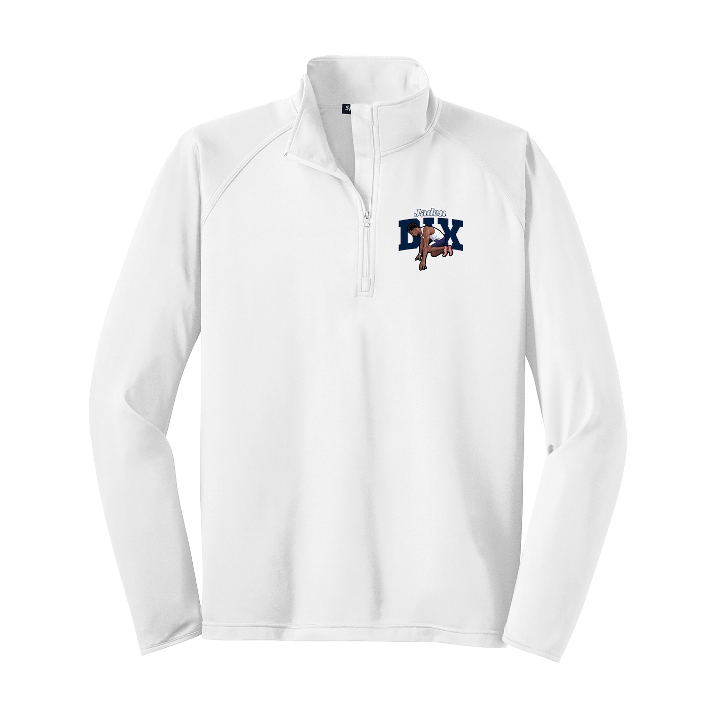 Q-Zip Pullover — Name Arch in White