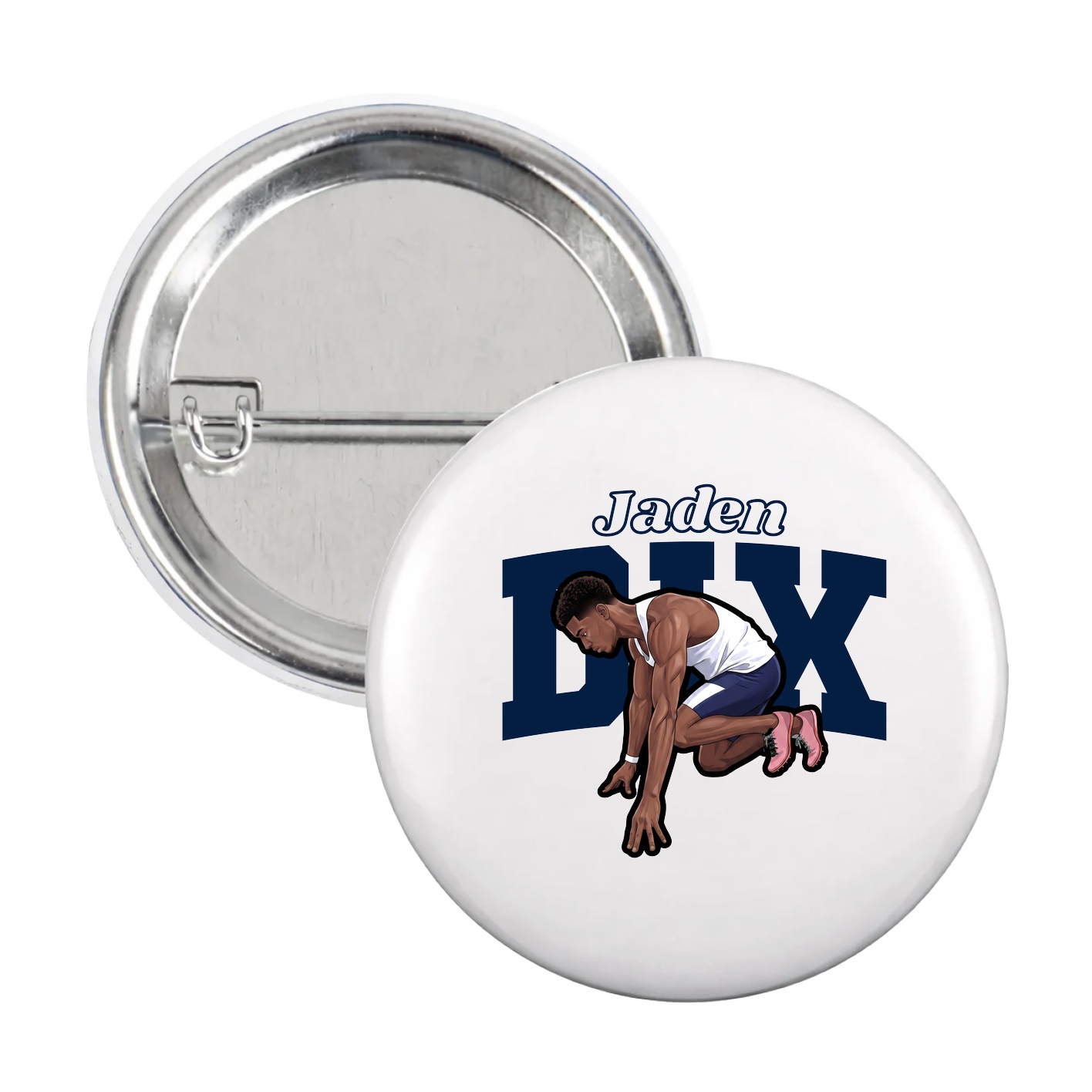 Game Day Button — Name Arch in White