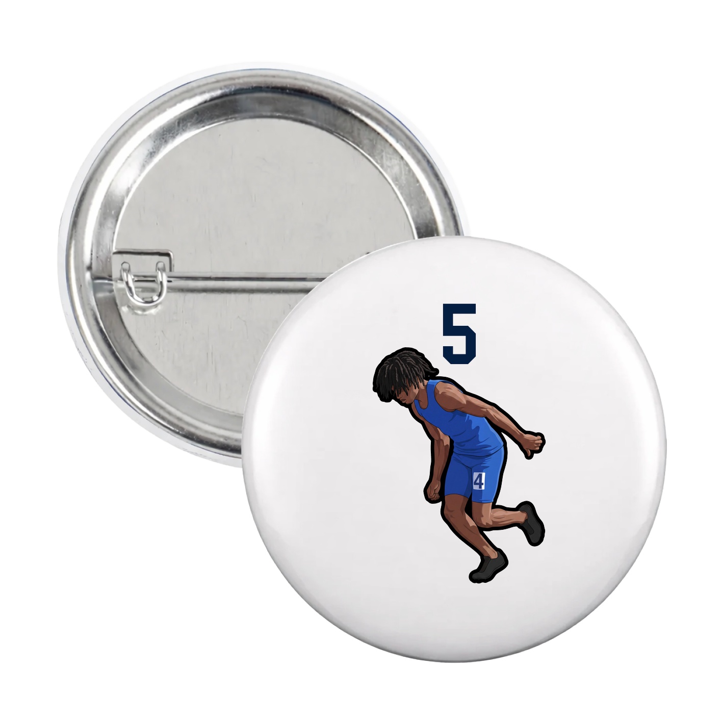 Game Day Button — Number Top in White