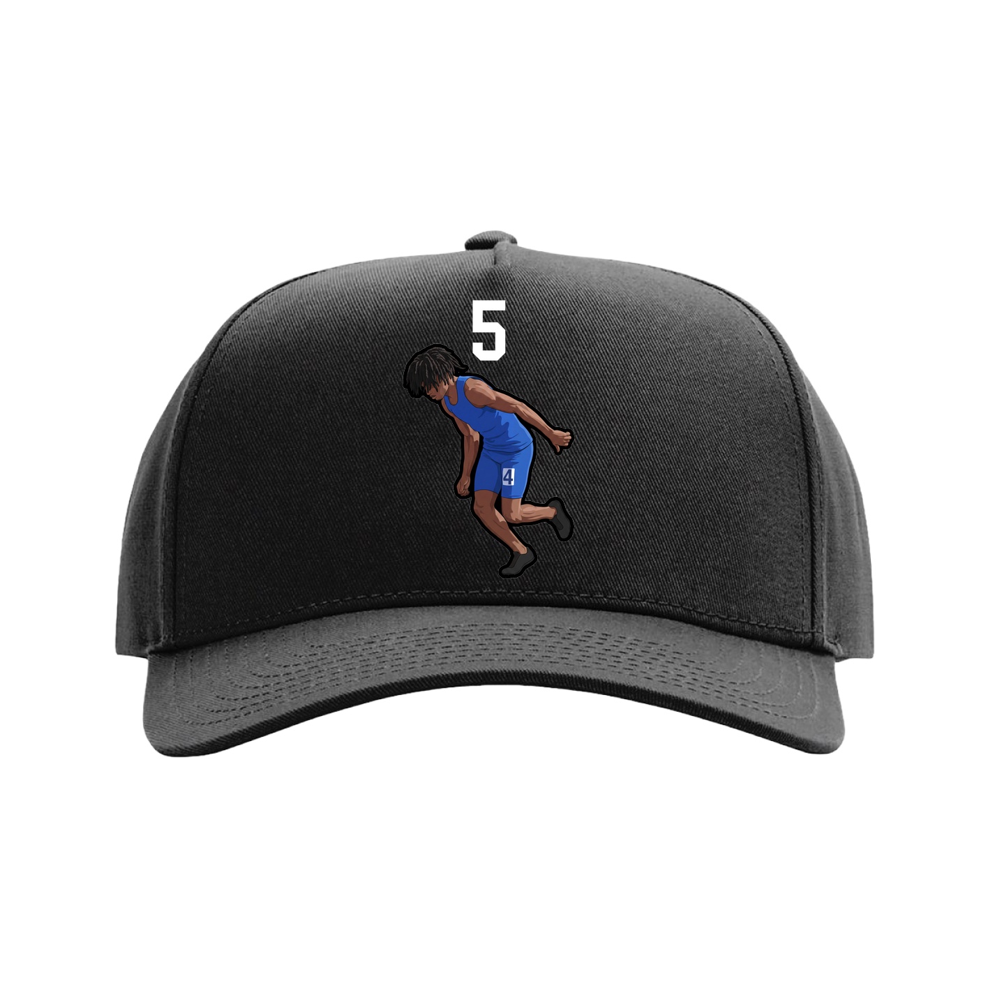 Full Fabric Five-Panel Champ Cap — Number Top in Black