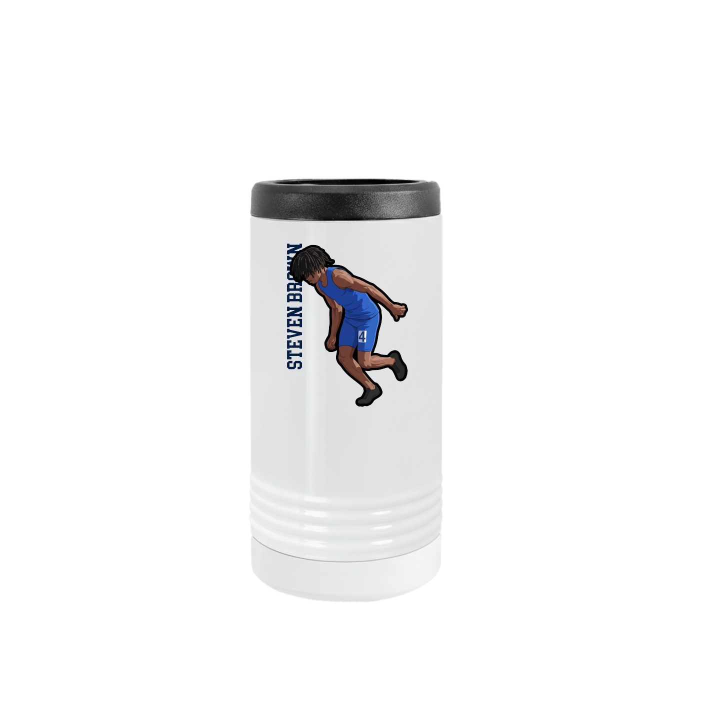 Slim Beverage Holder — Name Vertical in White