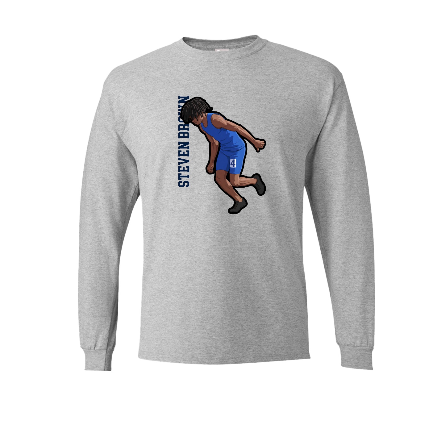 Long Sleeve Tee — Name Vertical in Grey
