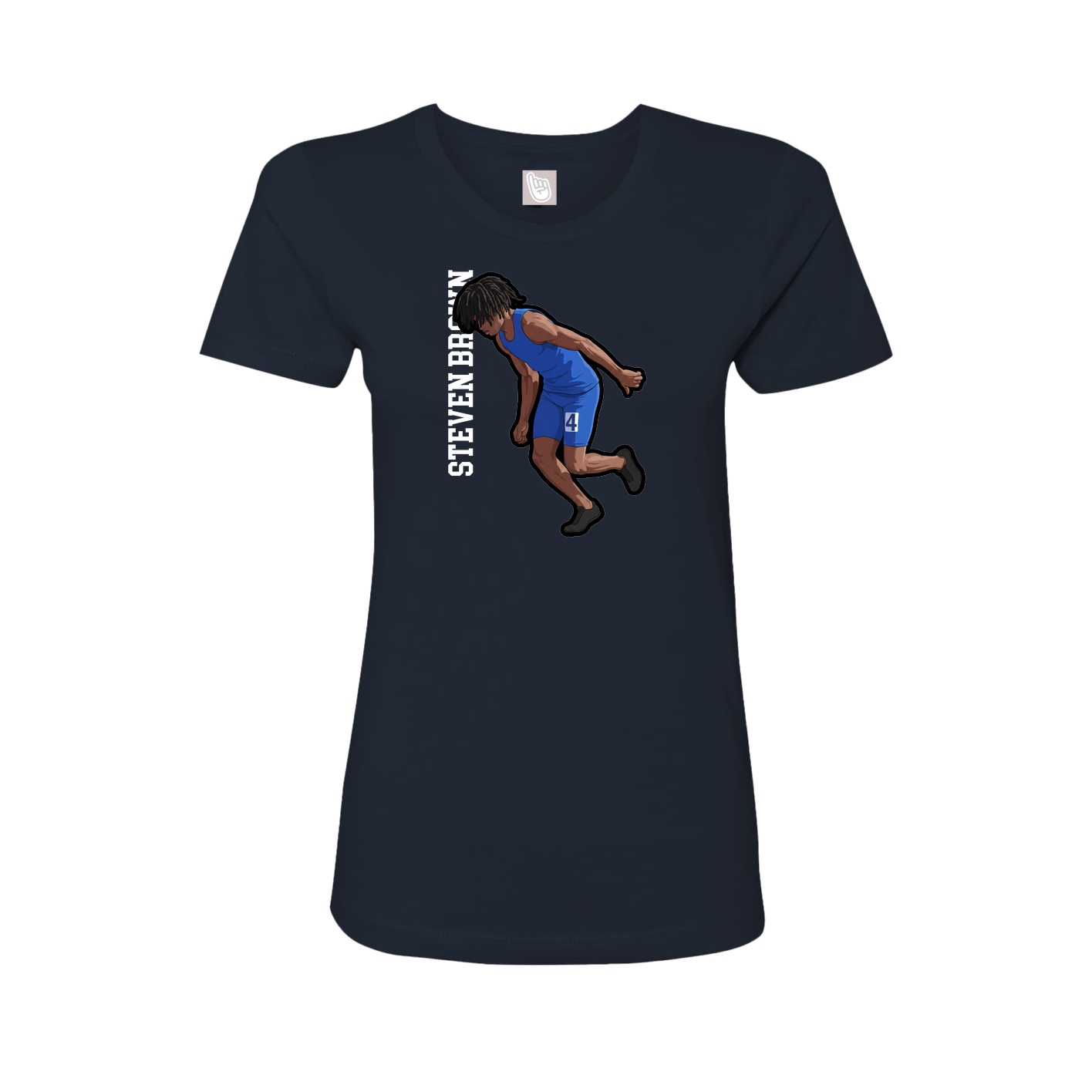 Fitted Women's Tee — Name Vertical in Navy