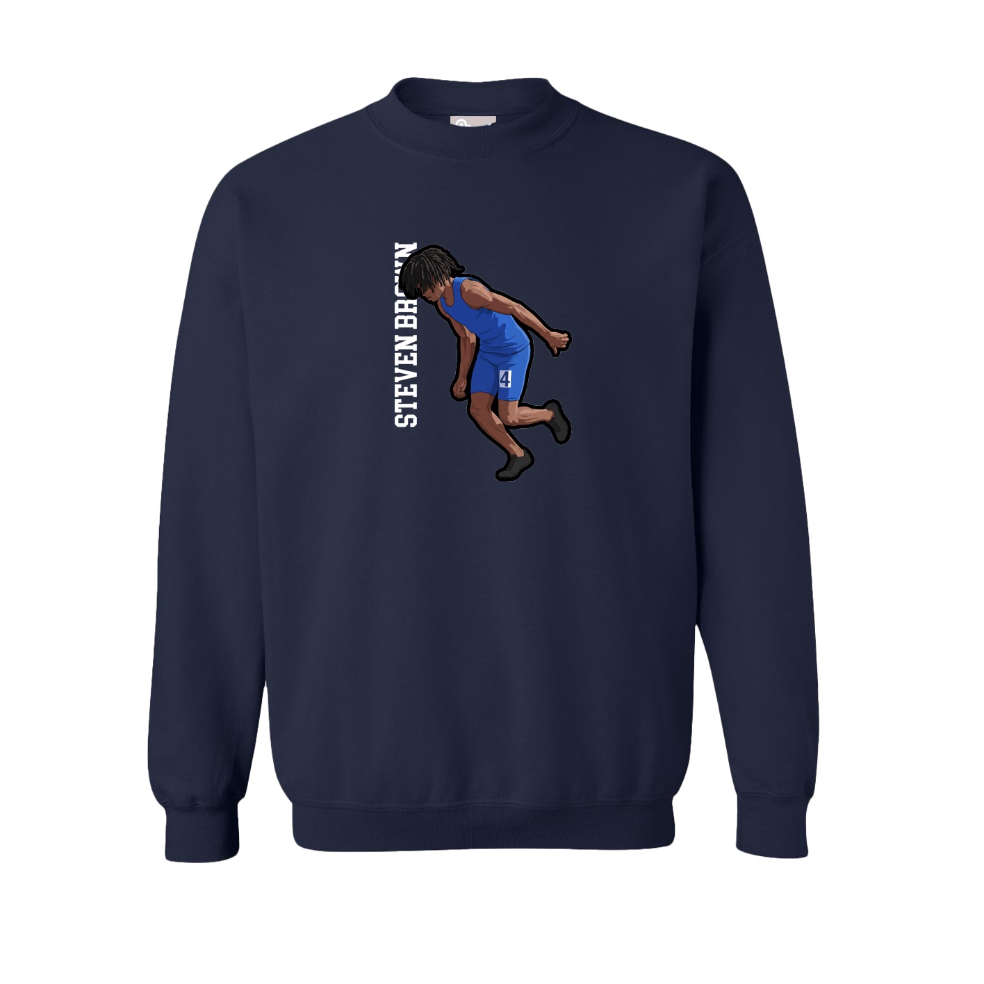 Fleece Crew — Name Vertical in Navy