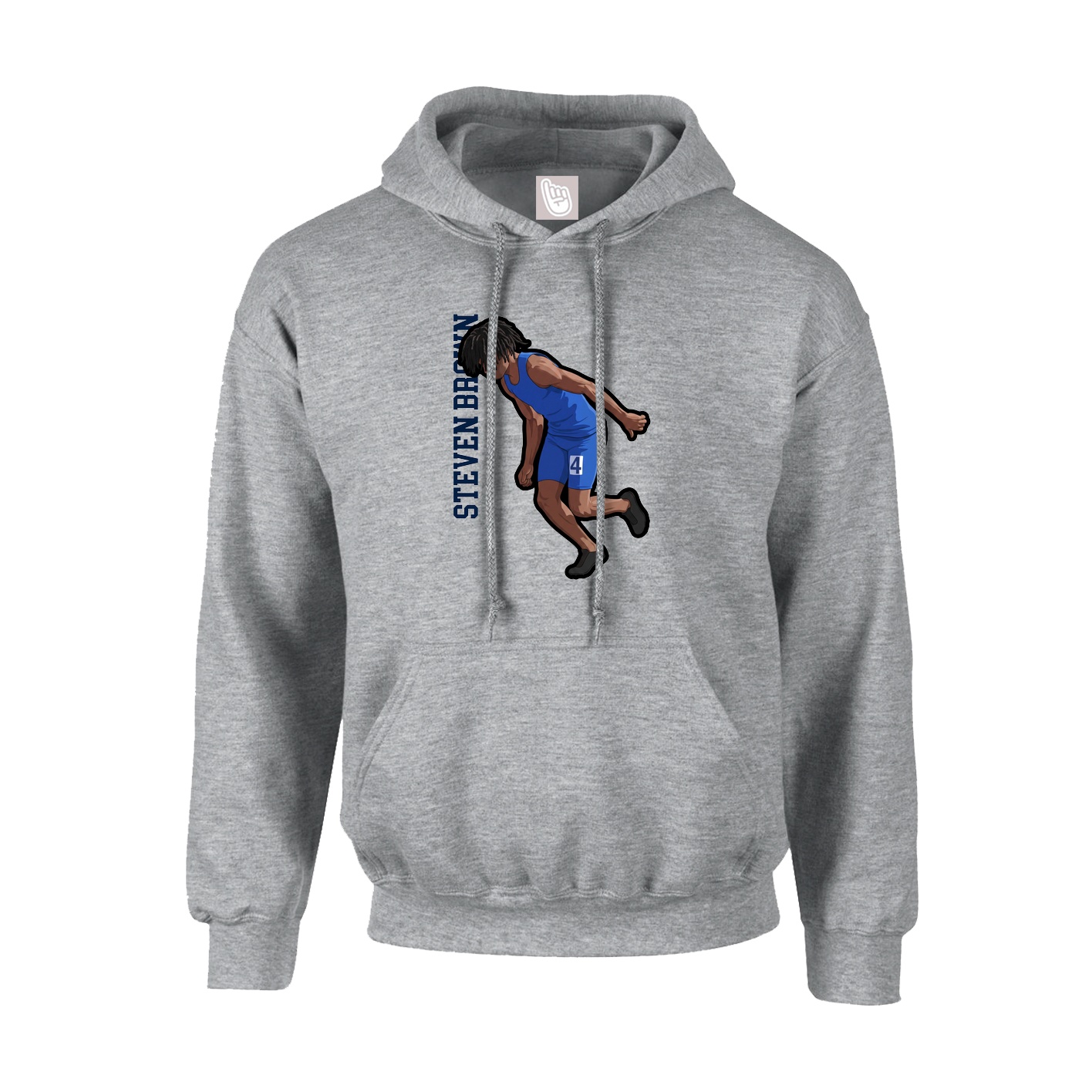 Youth Hoodie — Name Vertical in Grey