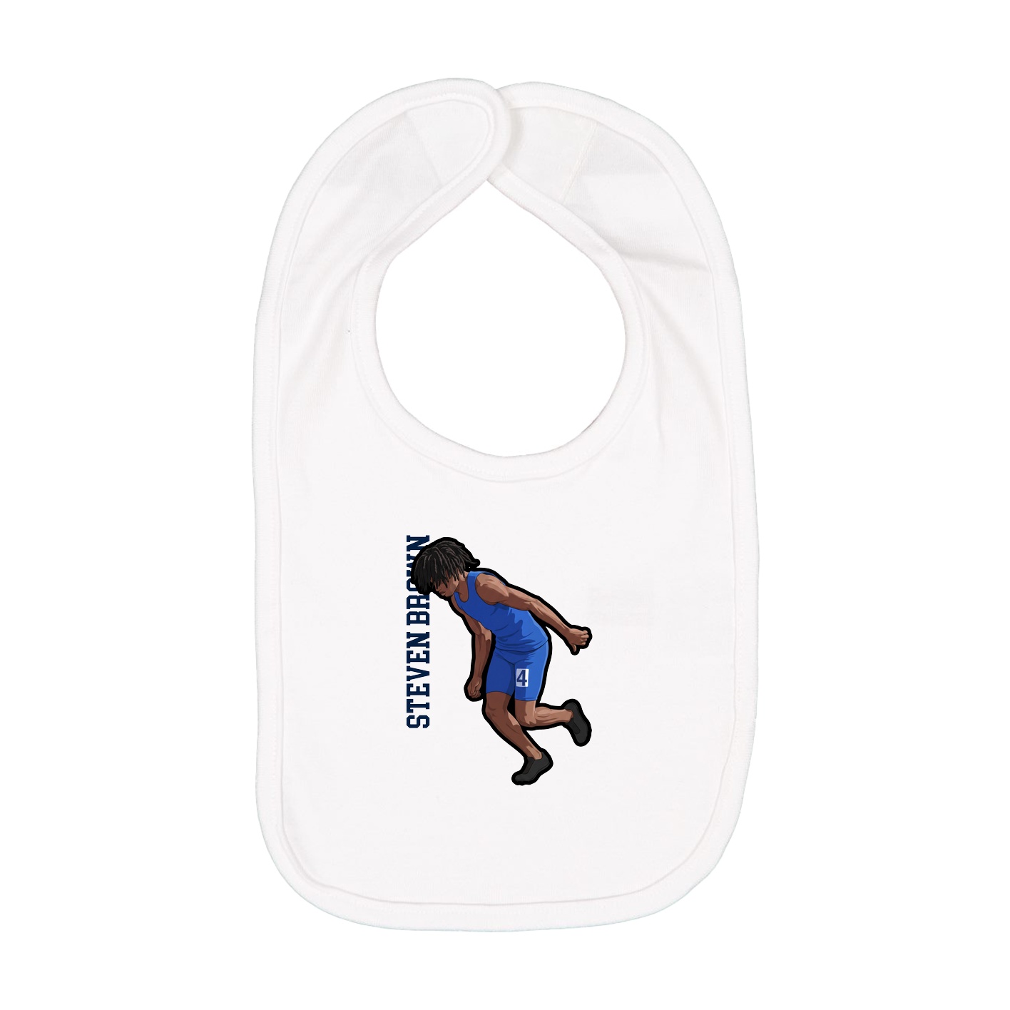 Infant Bib — Name Vertical in White