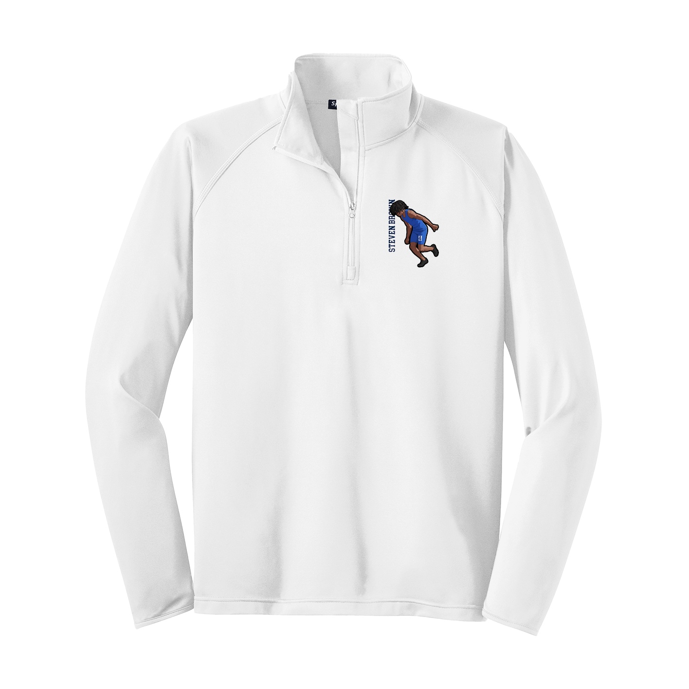 Q-Zip Pullover — Name Vertical in White