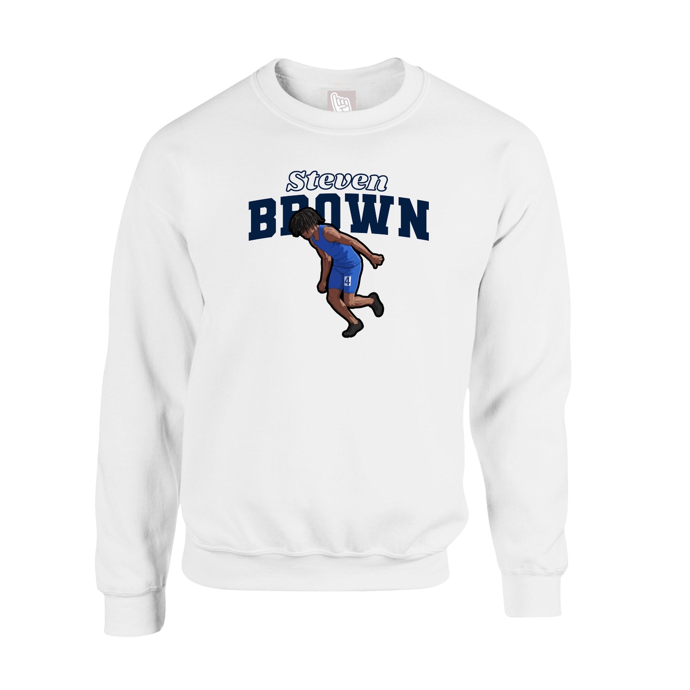 Fleece Crew — Name Arch in White