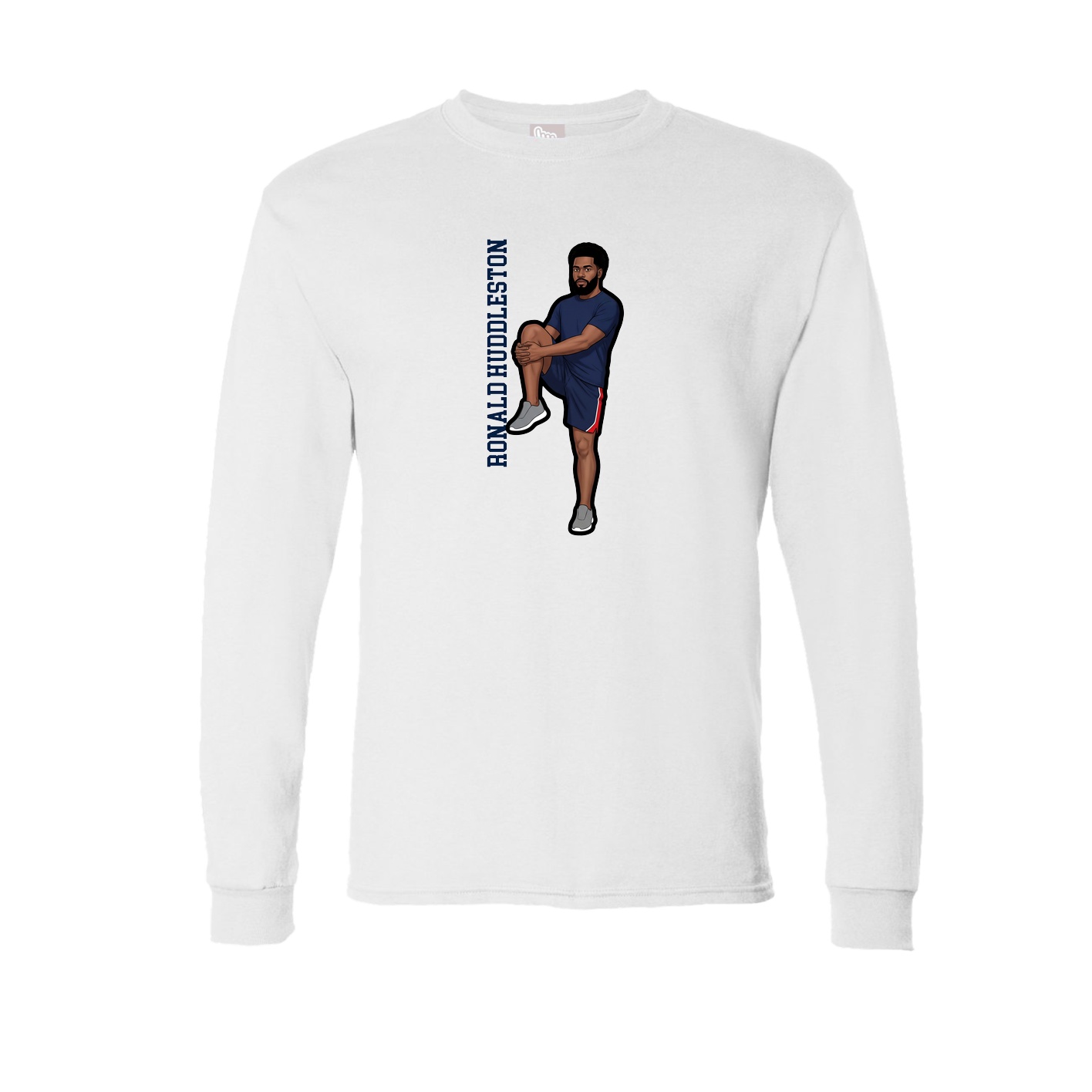 Long Sleeve Tee — Name Vertical in White