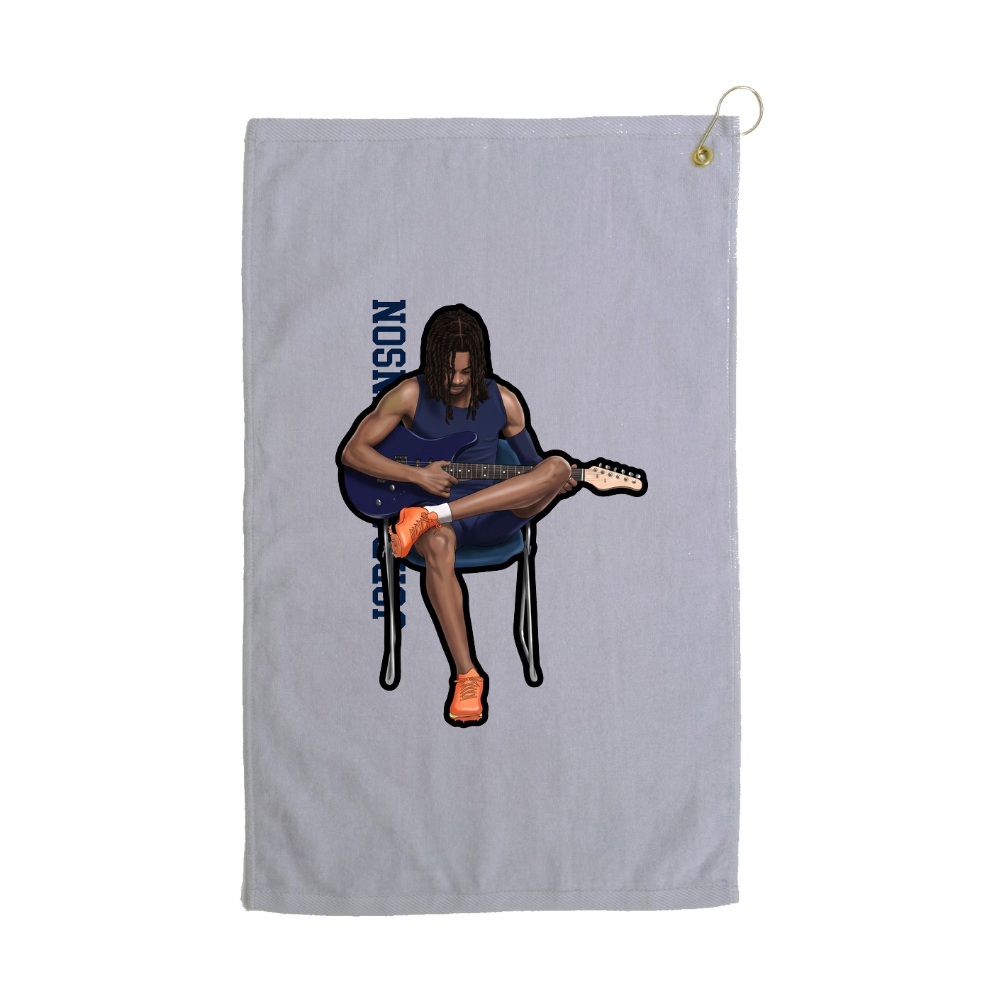 Golf Towel — Name Vertical in Grey
