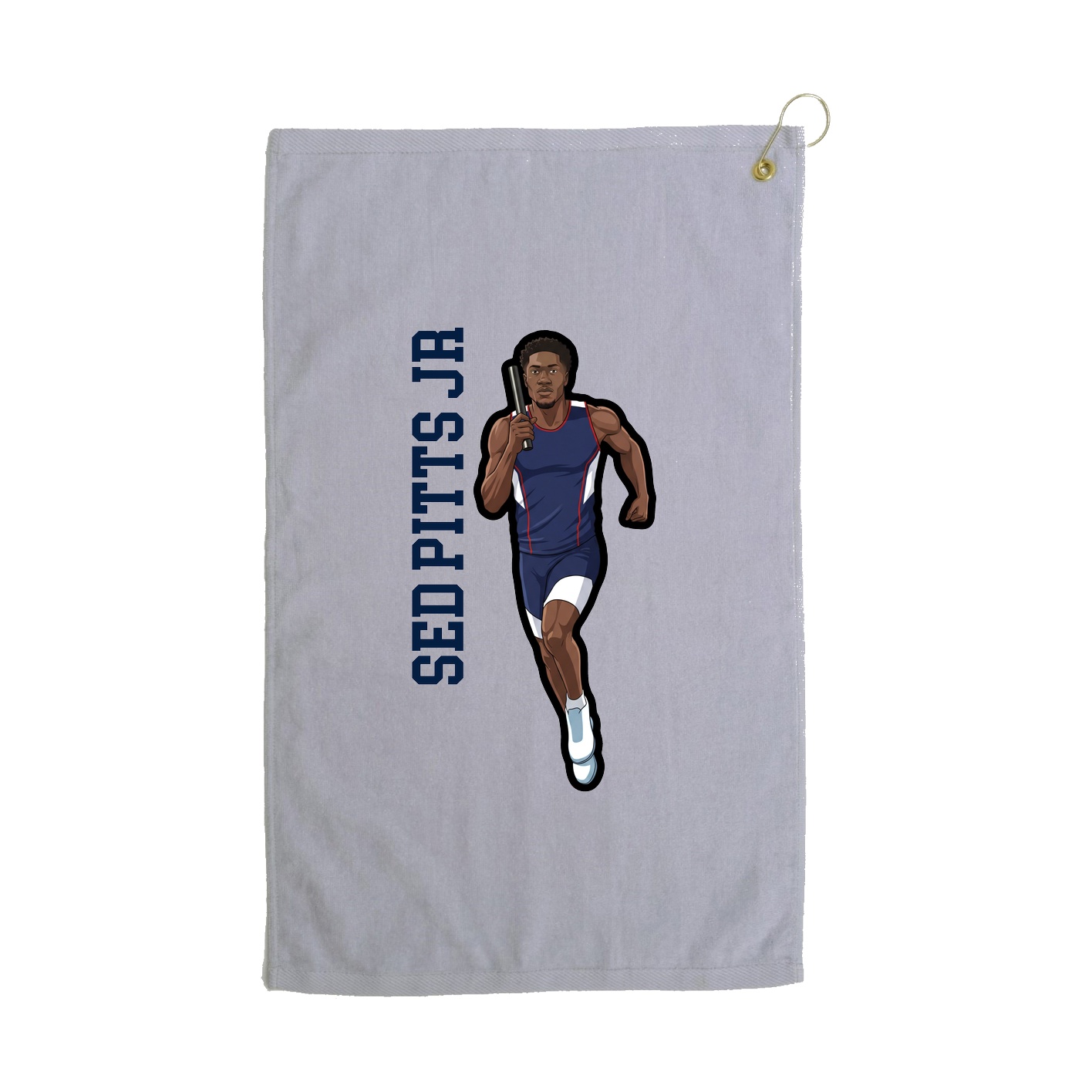 Golf Towel — Name Vertical in Grey