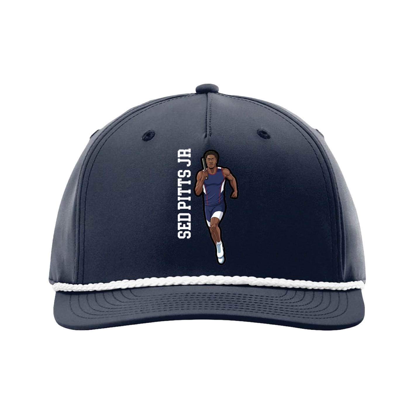 Five-Panel Classic Rope Cap — Name Vertical in Navy