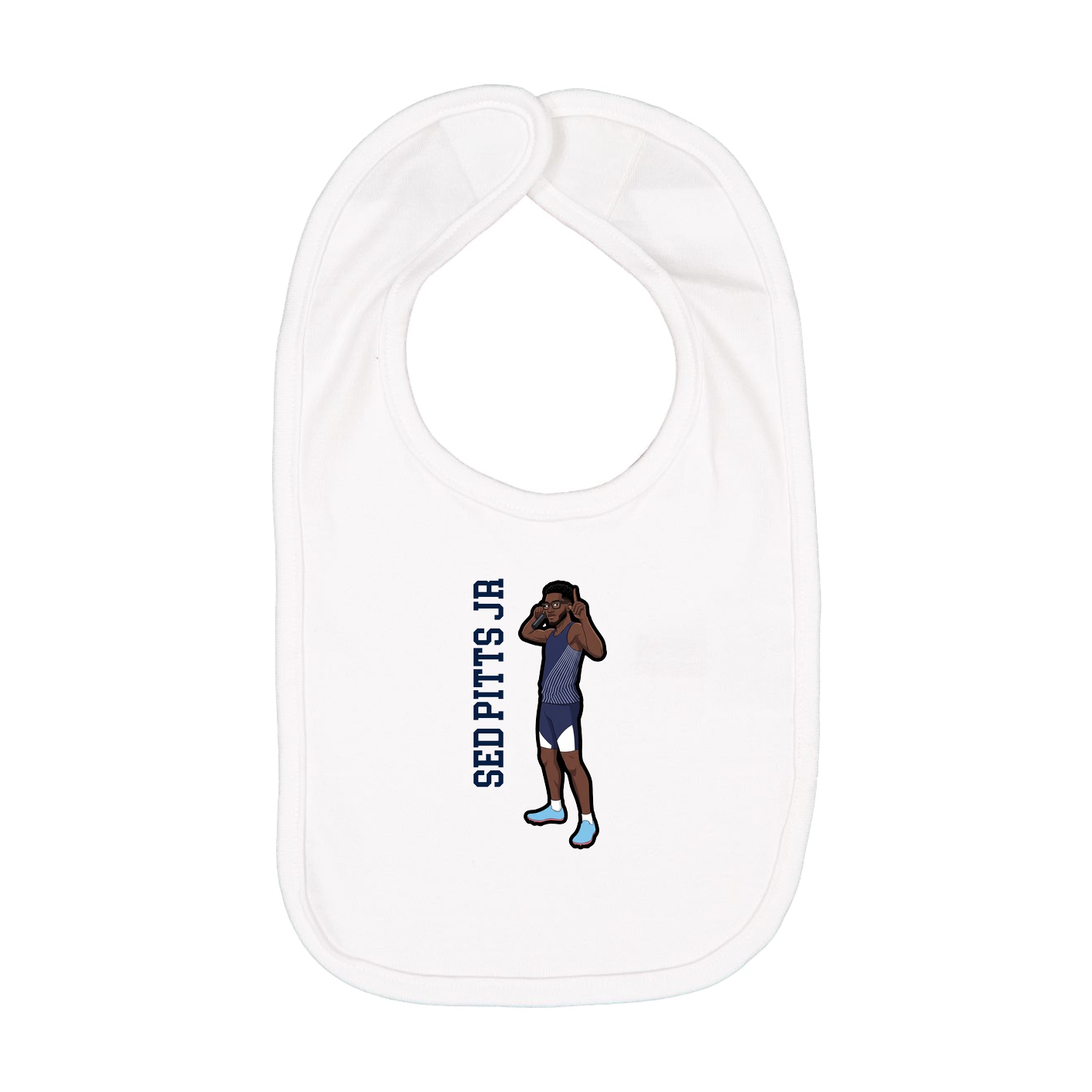 Infant Bib — Name Vertical in White