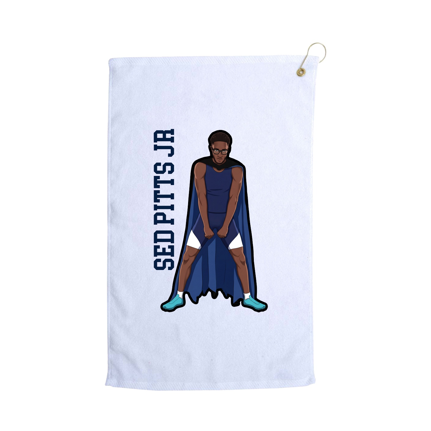 Golf Towel — Name Vertical in White