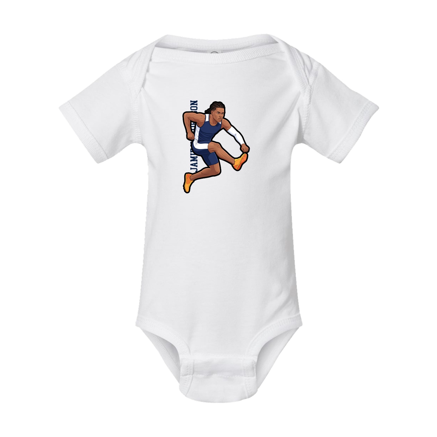 Baby Onesie — Name Vertical in White