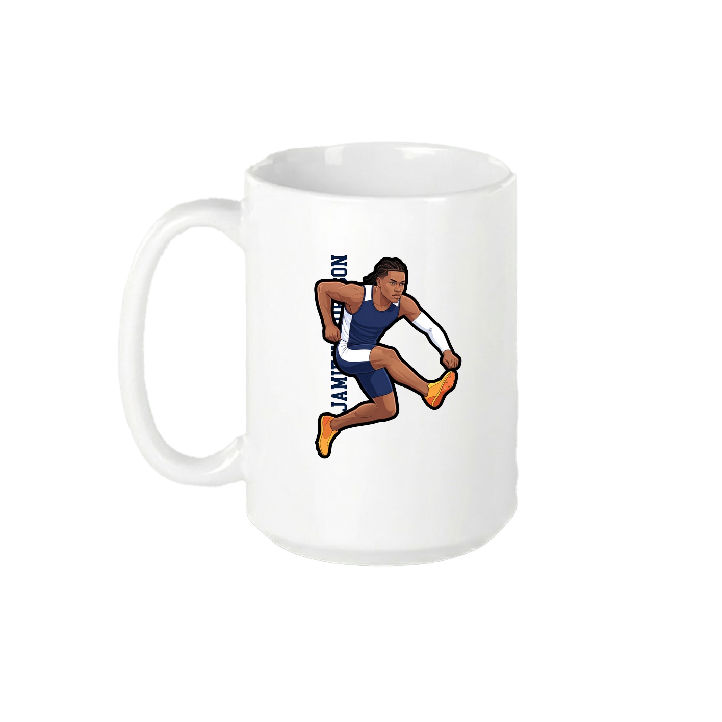 15oz Coffee Mug — Name Vertical in White