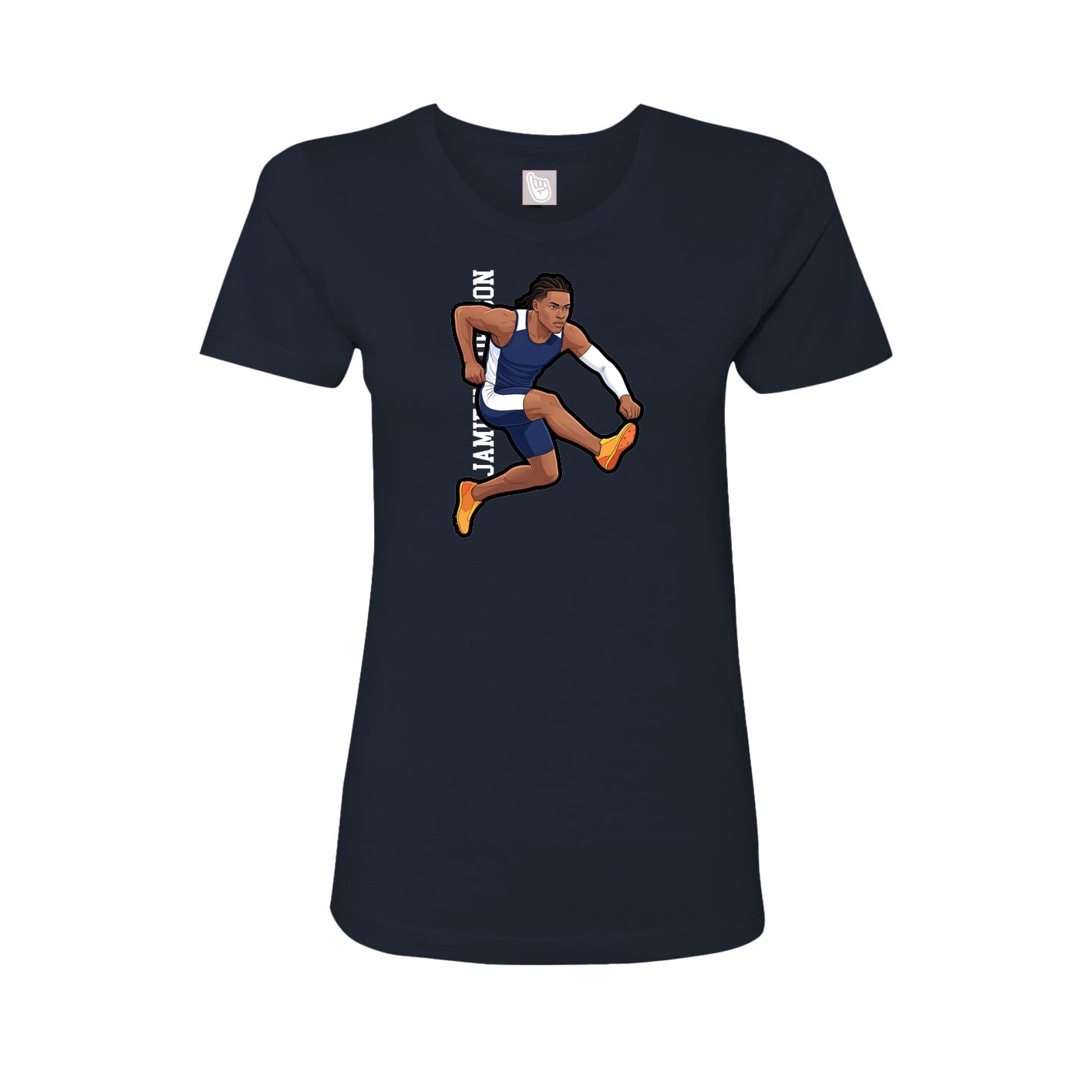 Fitted Women's Tee — Name Vertical in Navy