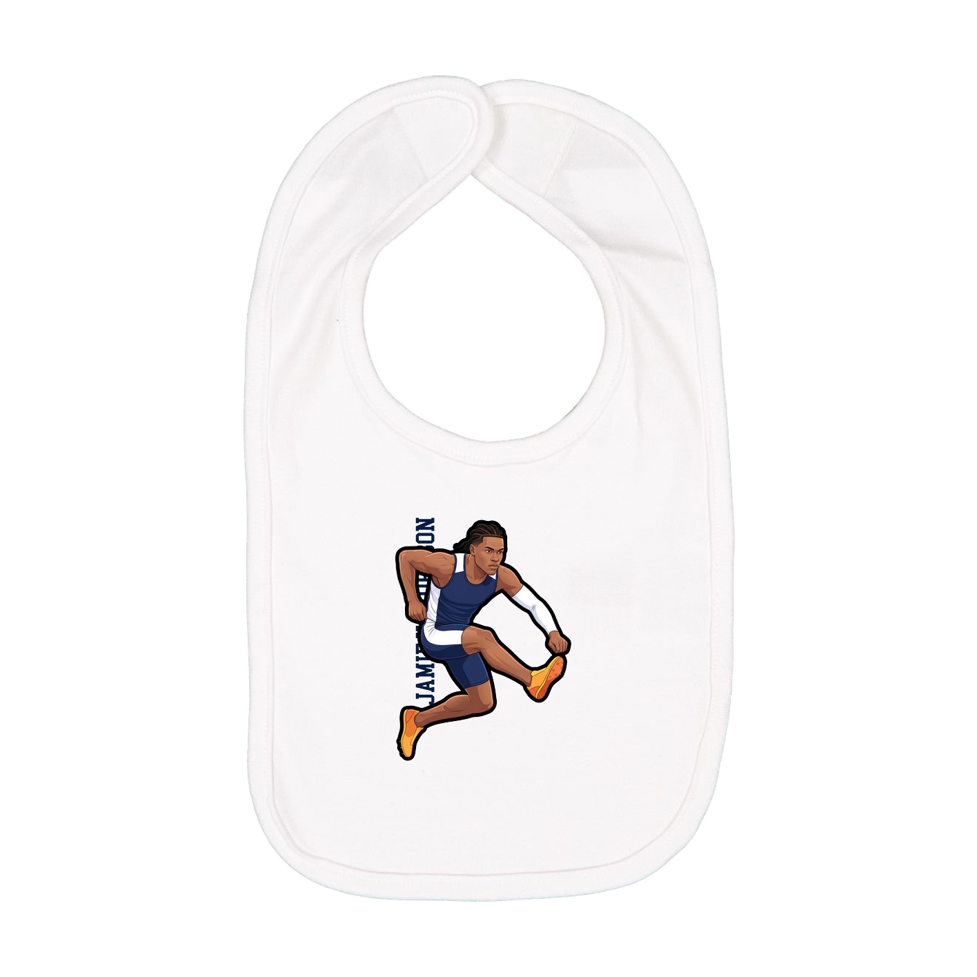 Infant Bib — Name Vertical in White
