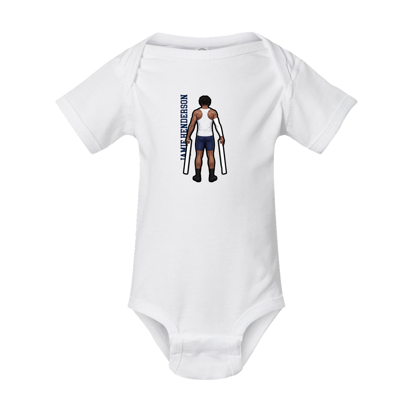 Baby Onesie — Name Vertical in White