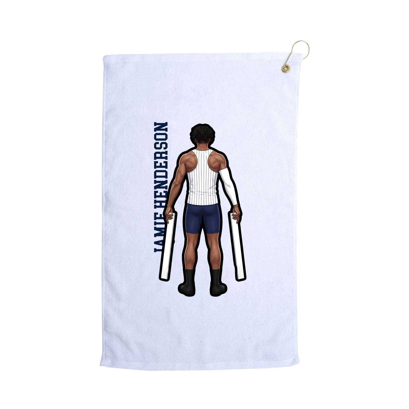 Golf Towel — Name Vertical in White