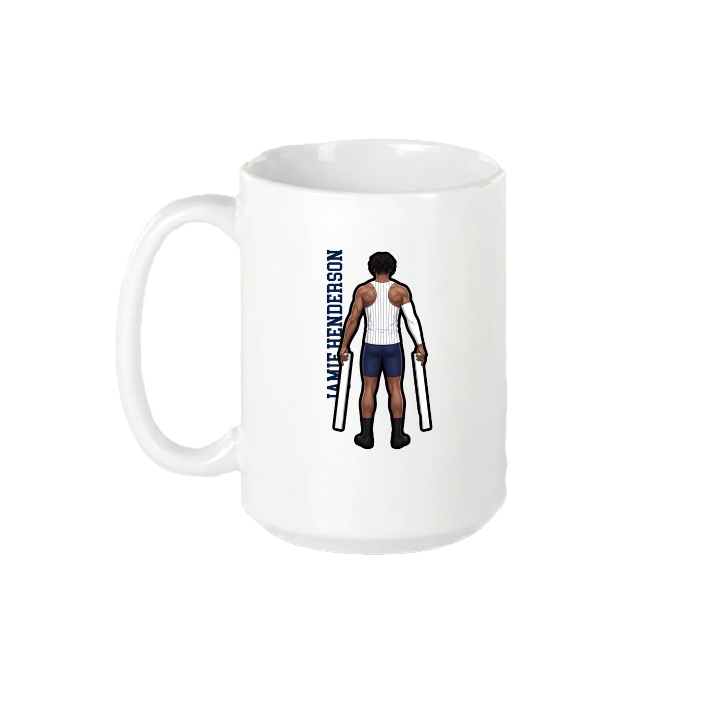 15oz Coffee Mug — Name Vertical in White