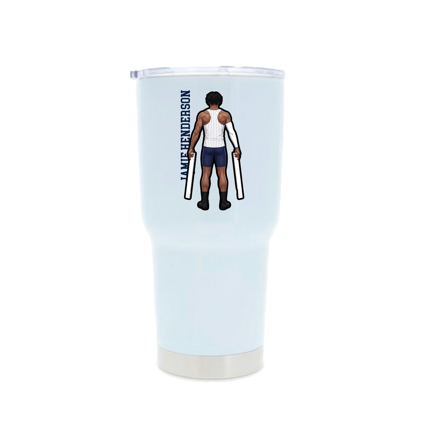 30oz Stainless Steel Tumbler — Name Vertical in White