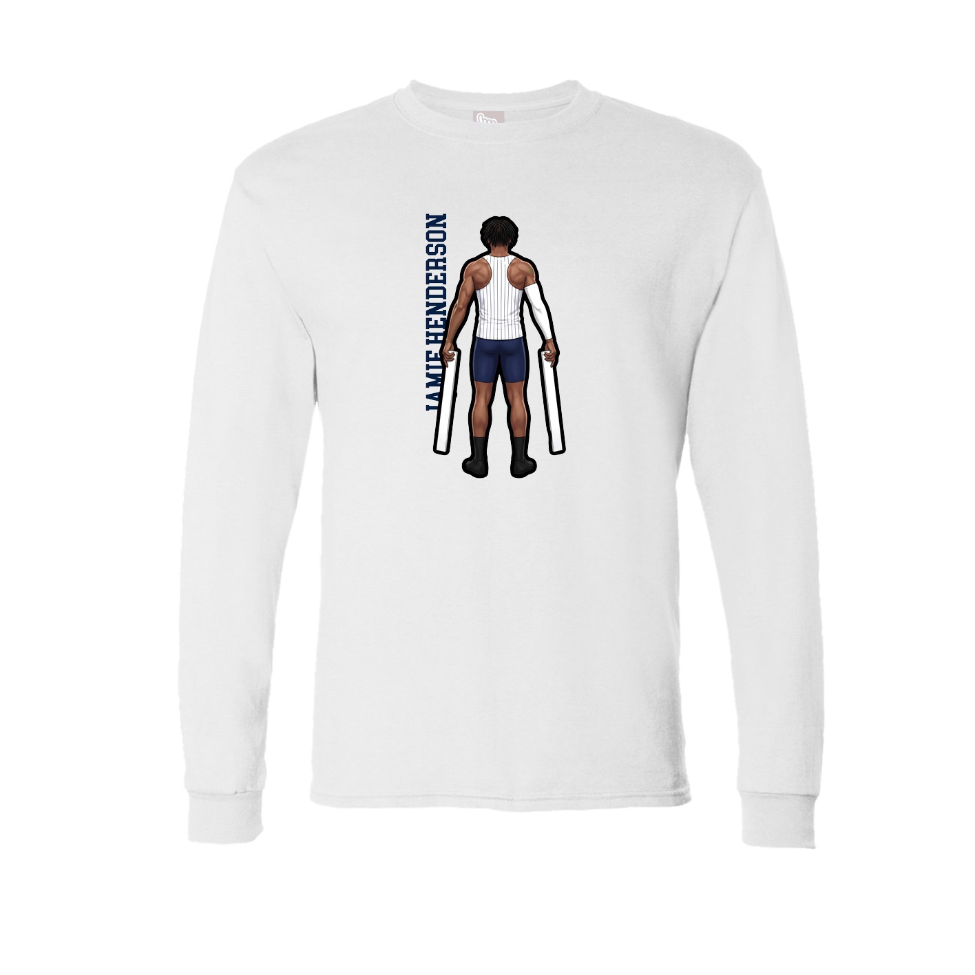 Long Sleeve Tee — Name Vertical in White