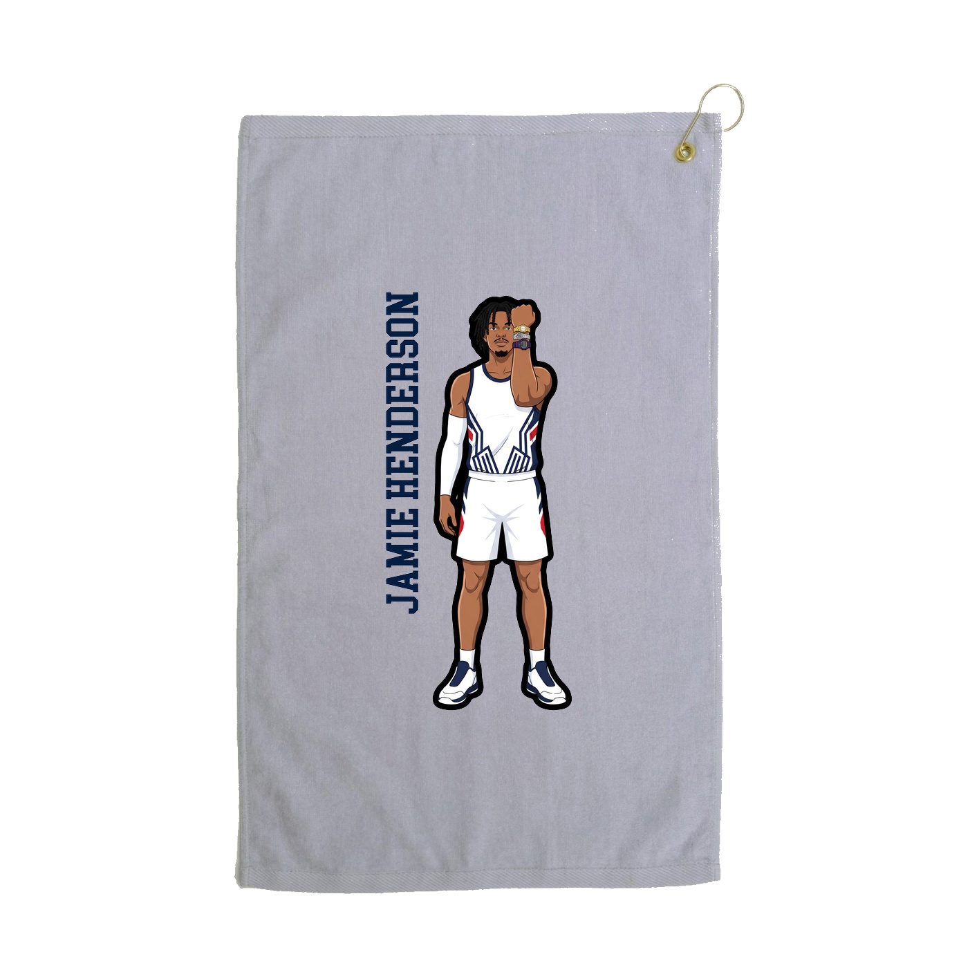 Golf Towel — Name Vertical in Grey