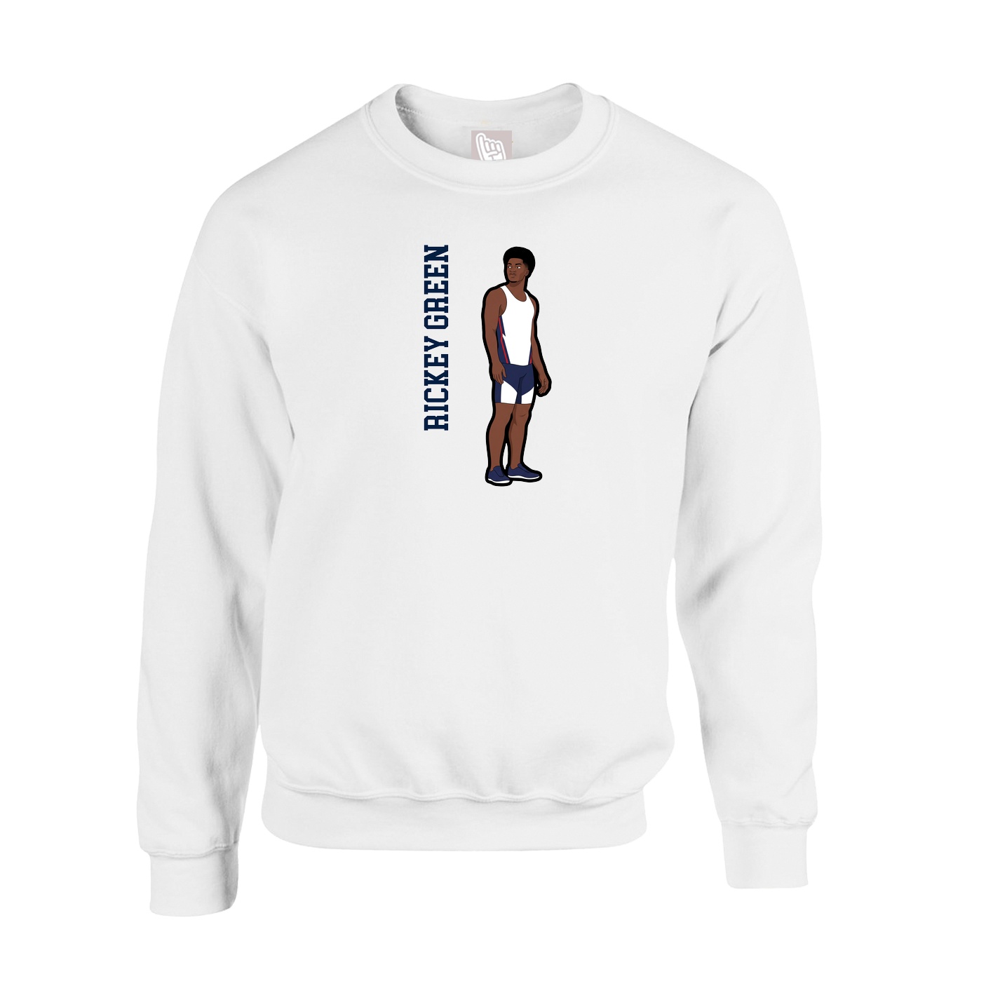 Fleece Crew — Name Vertical in White