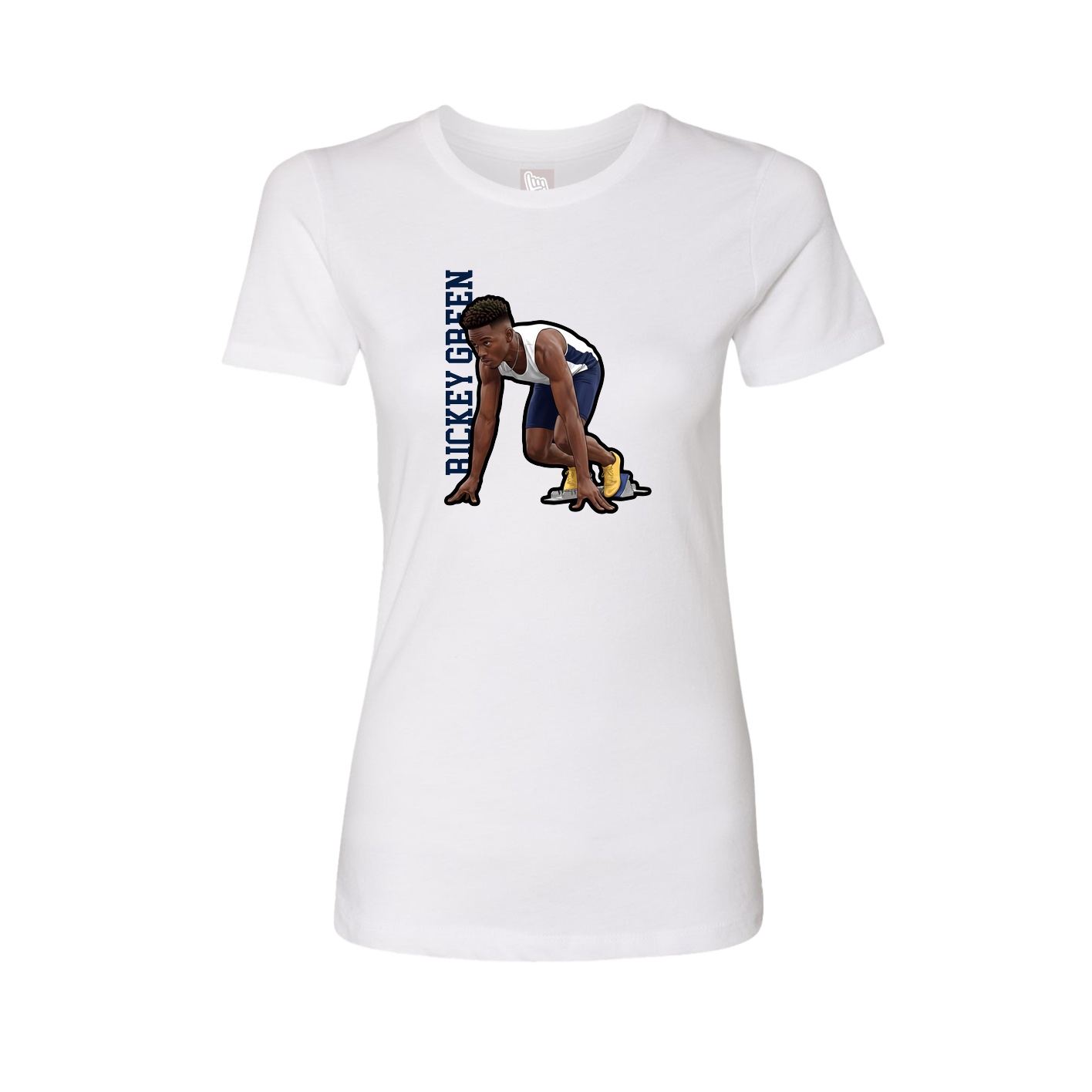 Fitted Women's Tee — Name Vertical in White