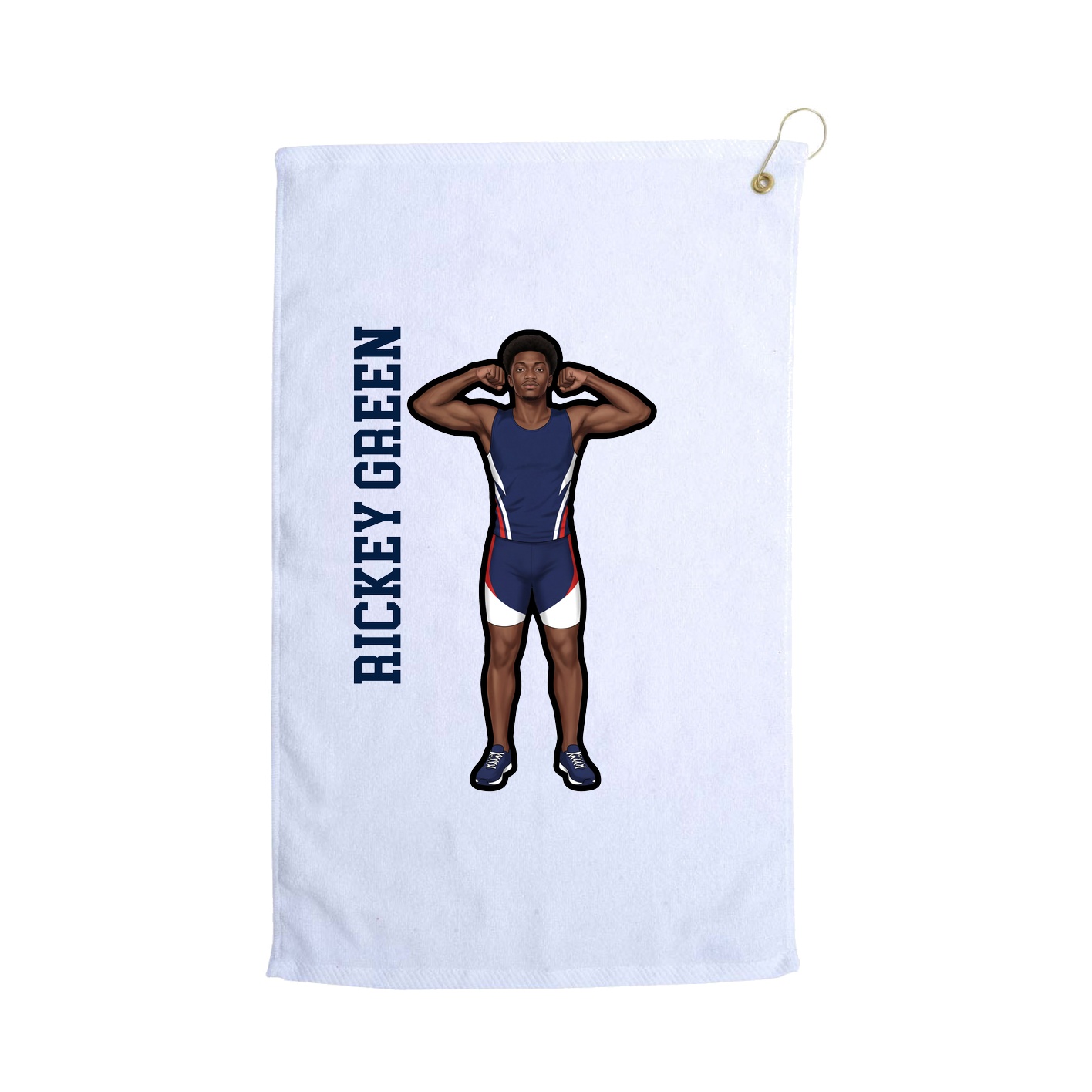Golf Towel — Name Vertical in White