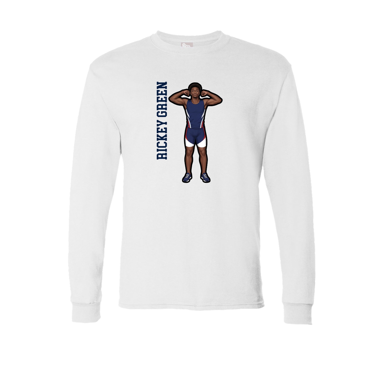 Long Sleeve Tee — Name Vertical in White