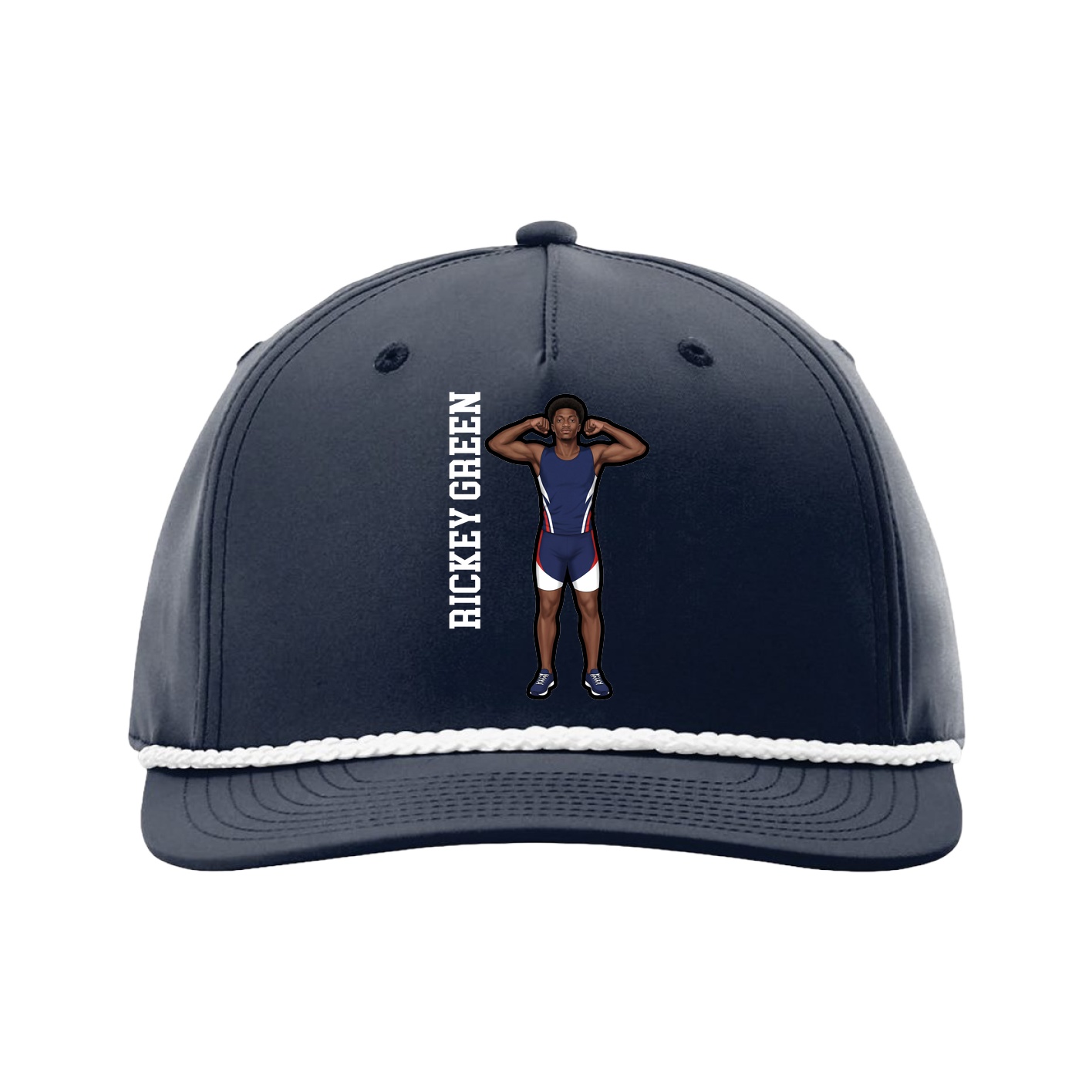Five-Panel Classic Rope Cap — Name Vertical in Navy