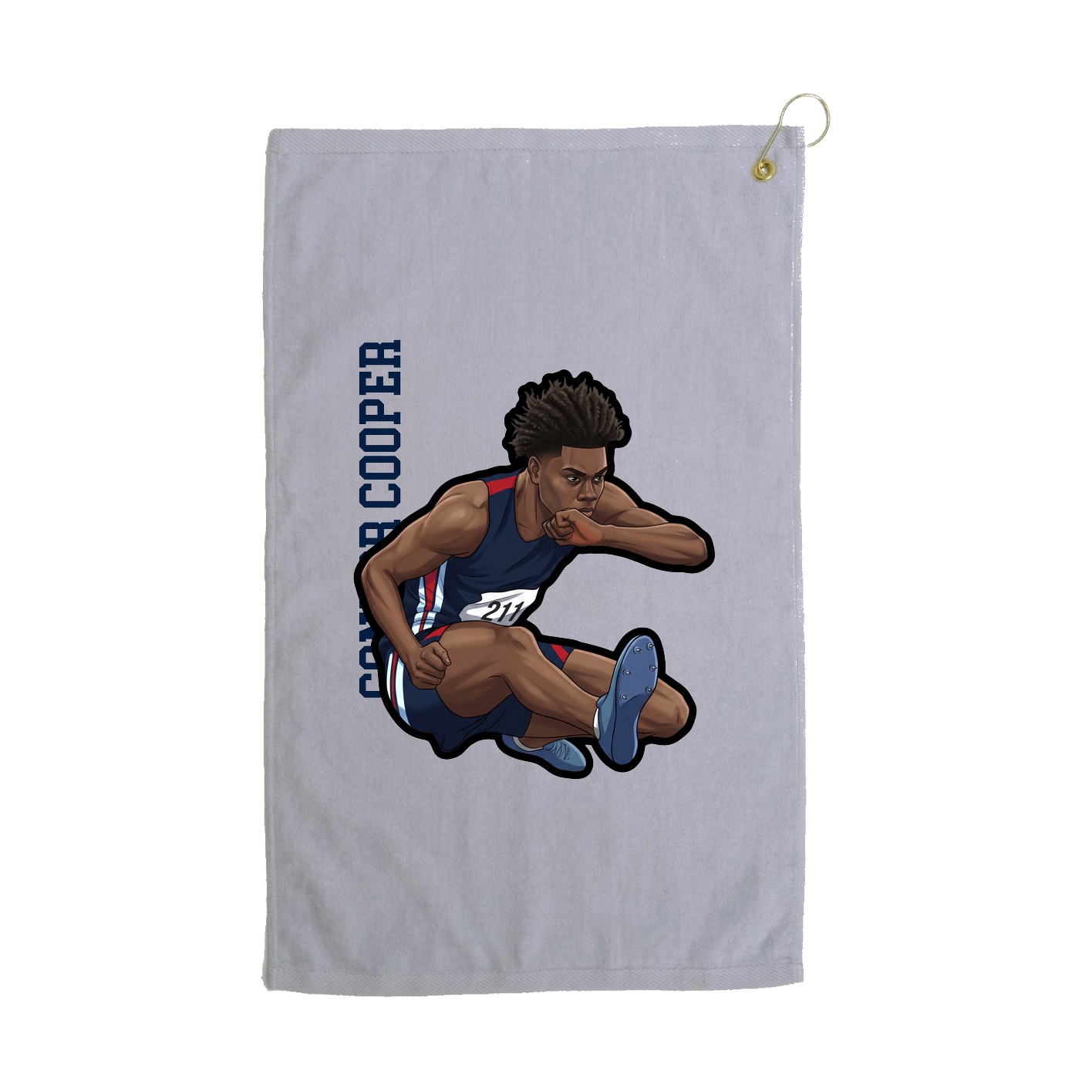 Golf Towel — Name Vertical in Grey