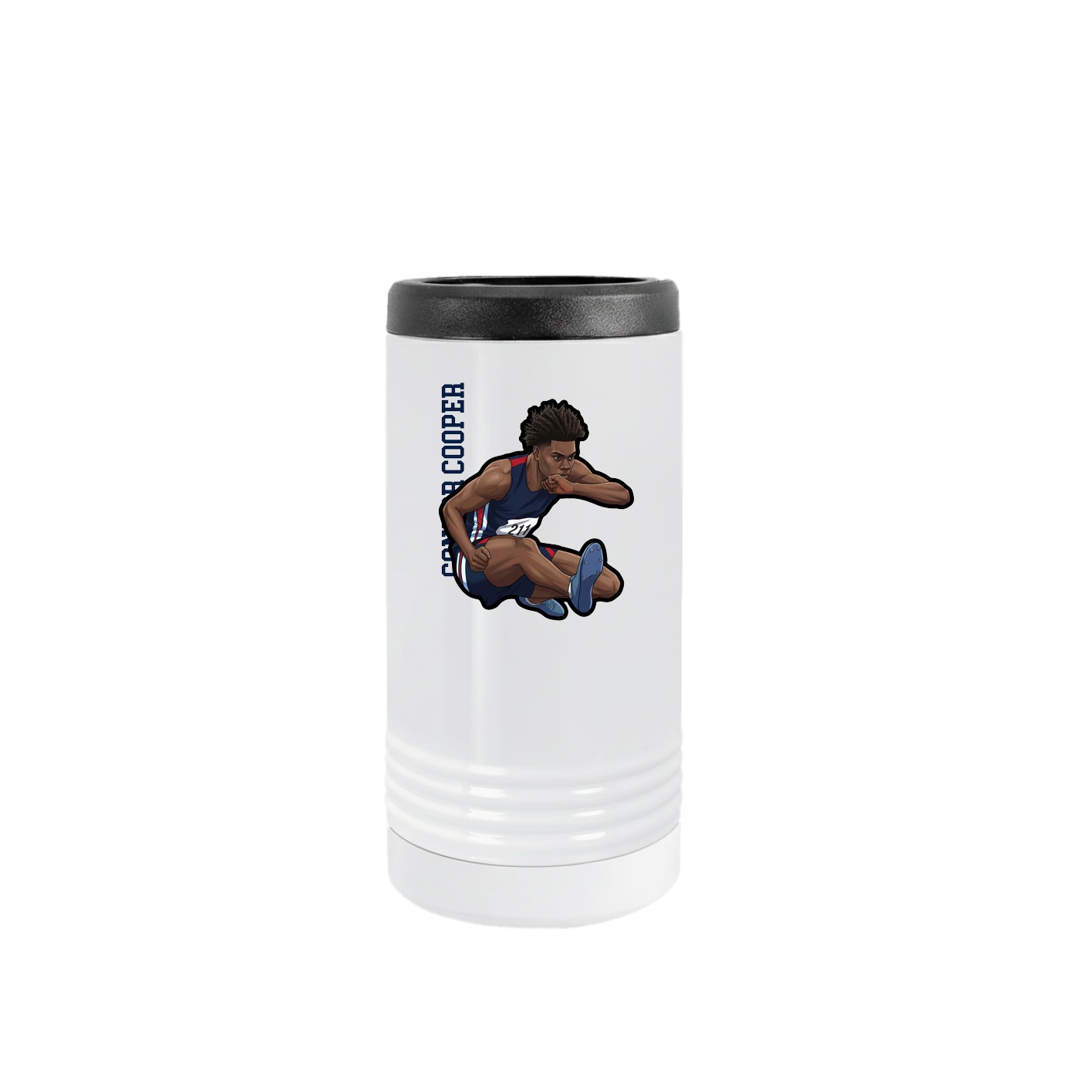 Slim Beverage Holder — Name Vertical in White