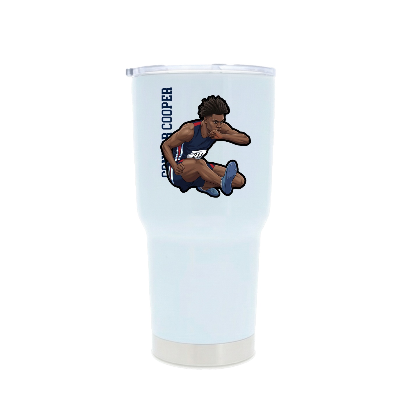 30oz Stainless Steel Tumbler — Name Vertical in White