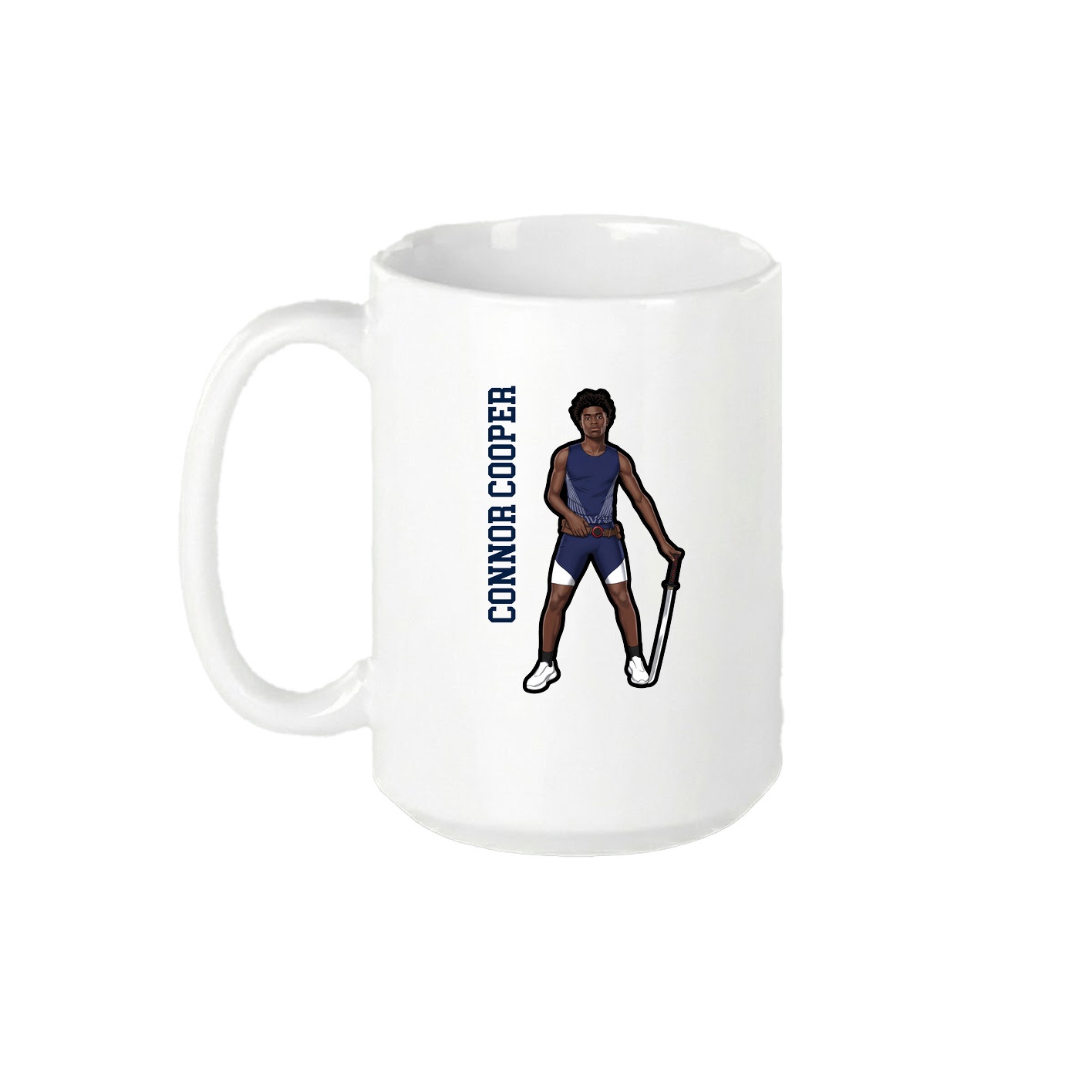 15oz Coffee Mug — Name Vertical in White
