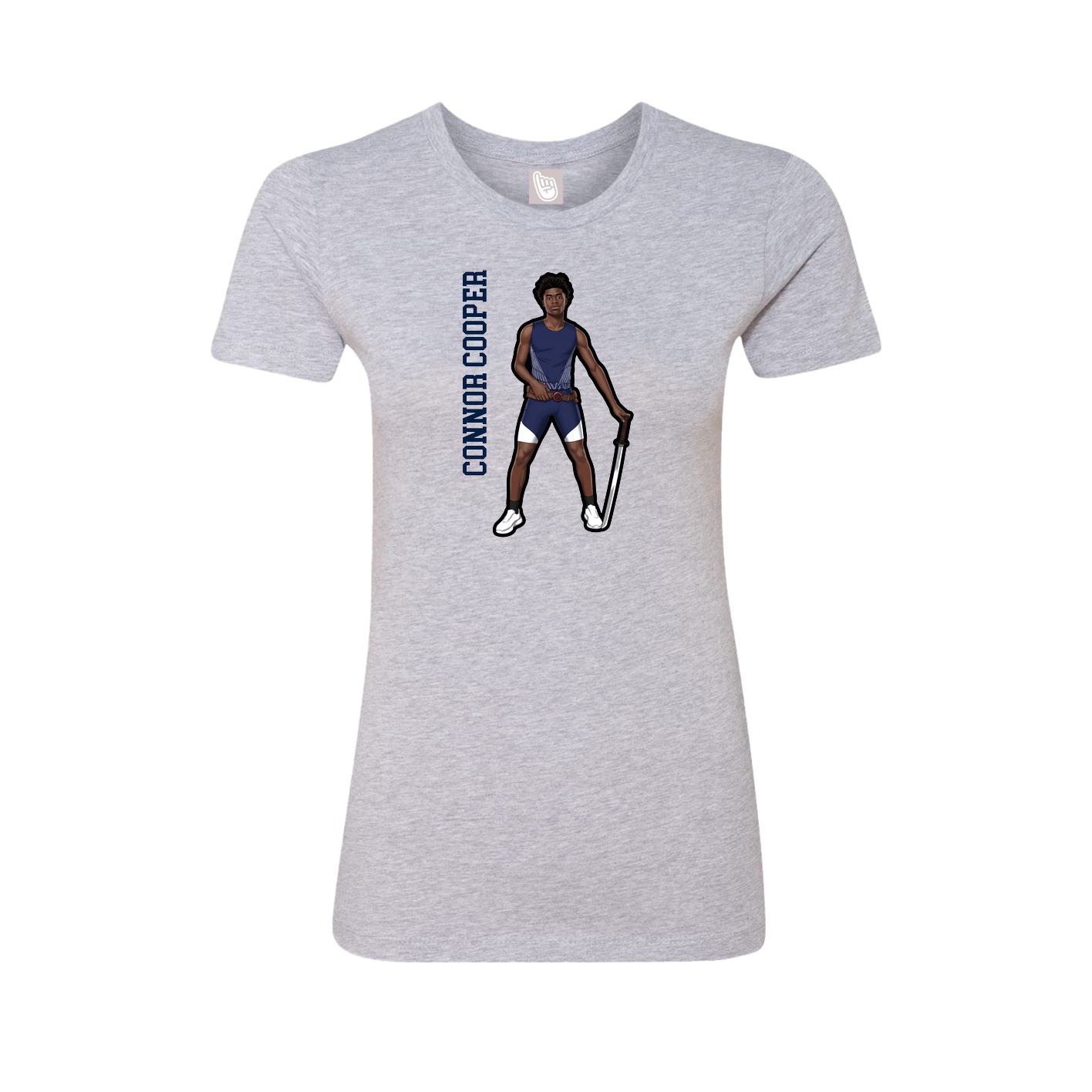 Fitted Women's Tee — Name Vertical in Grey
