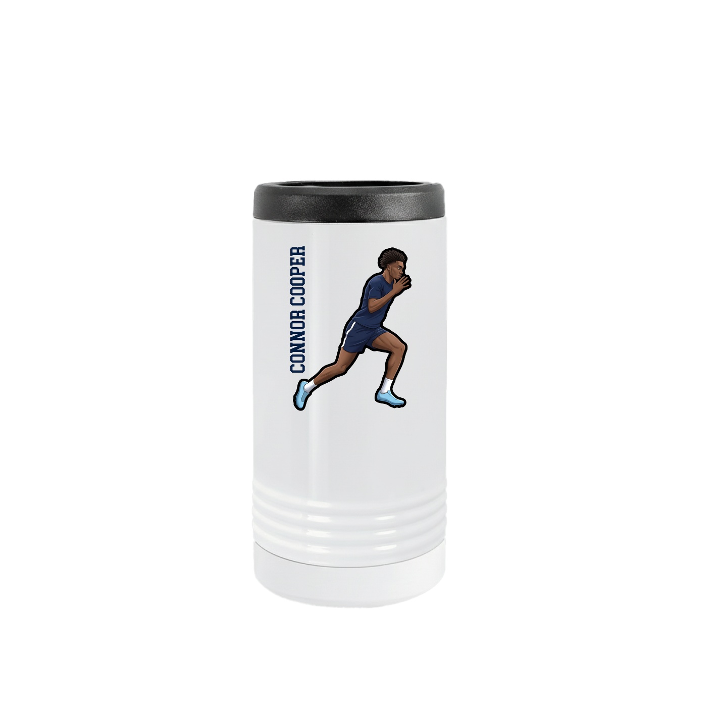 Slim Beverage Holder — Name Vertical in White