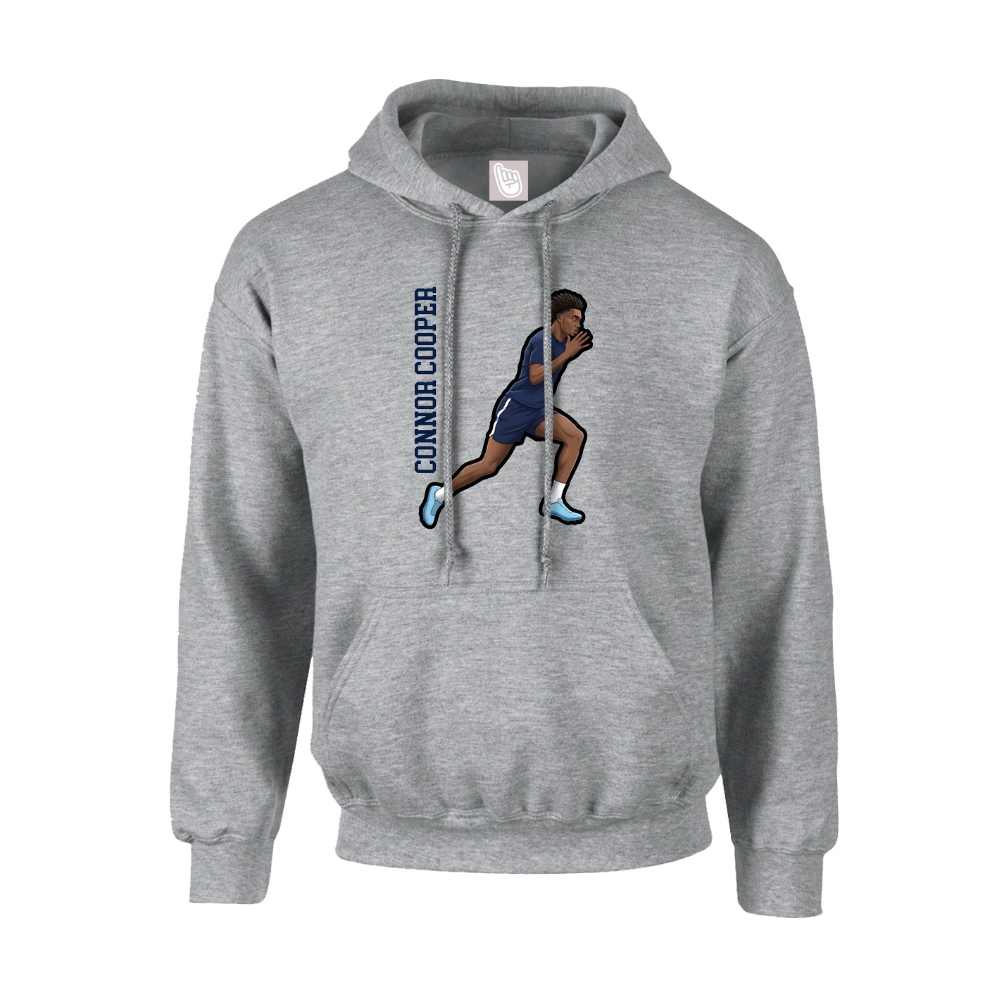 Youth Hoodie — Name Vertical in Grey