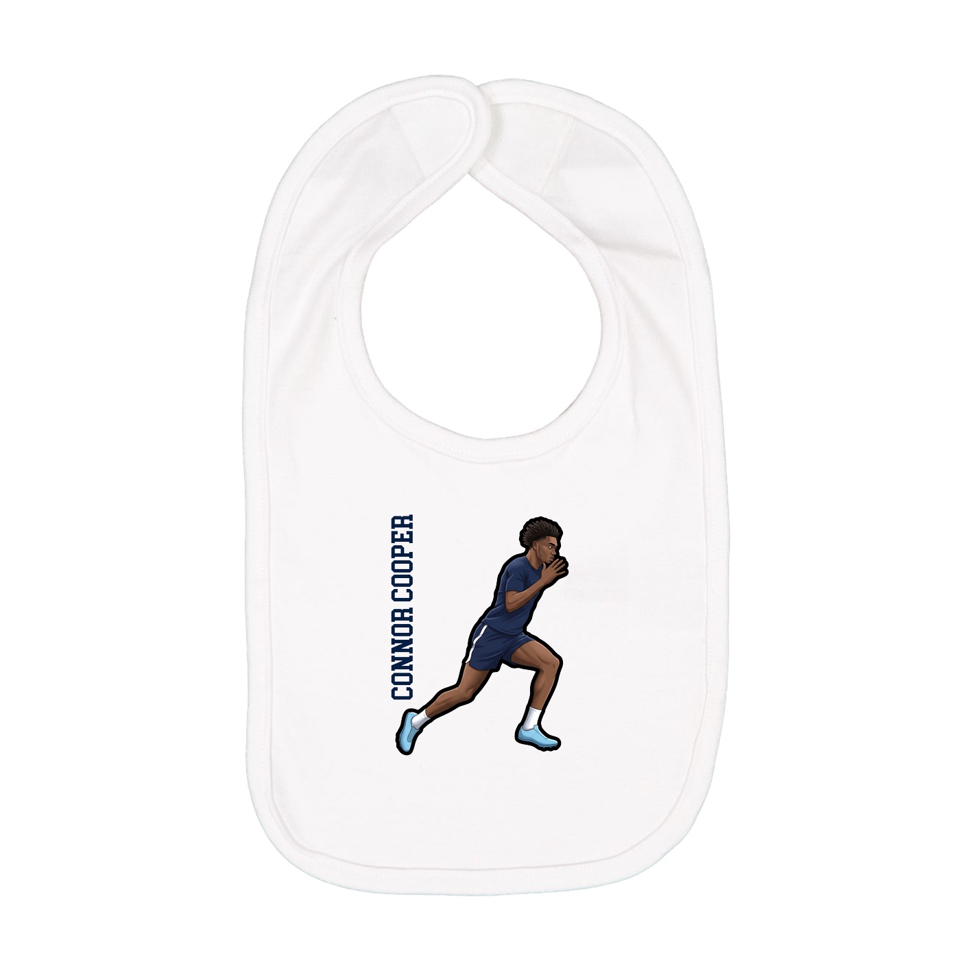 Infant Bib — Name Vertical in White