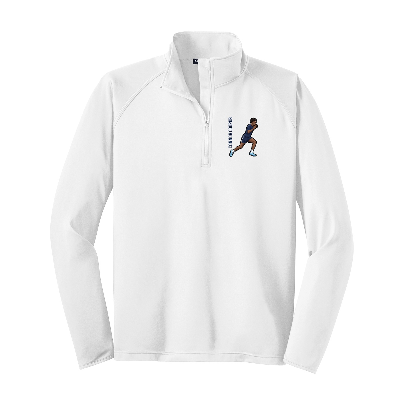 Q-Zip Pullover — Name Vertical in White