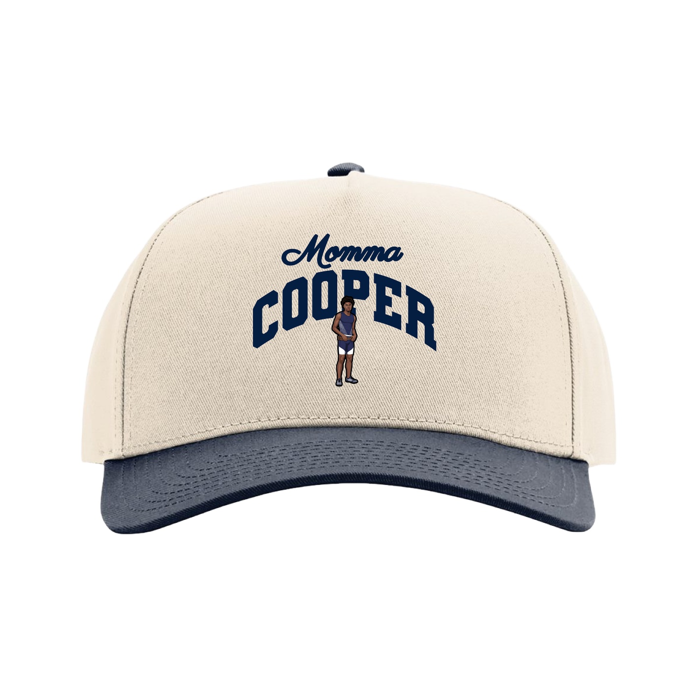 Full Fabric Five-Panel Champ Cap — Mothers Day Arch in Cream/Navy