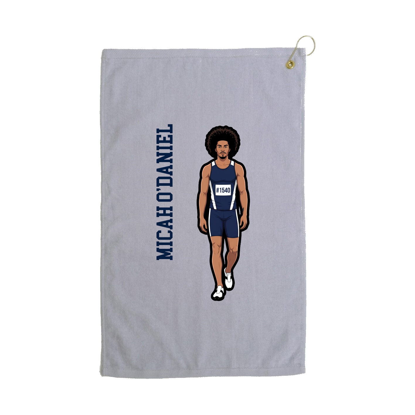 Golf Towel — Name Vertical in Grey
