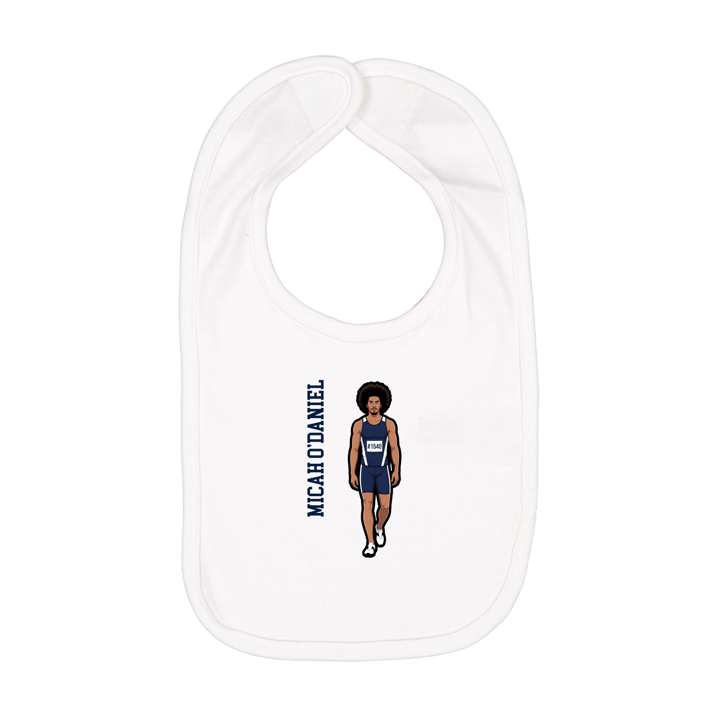 Infant Bib — Name Vertical in White