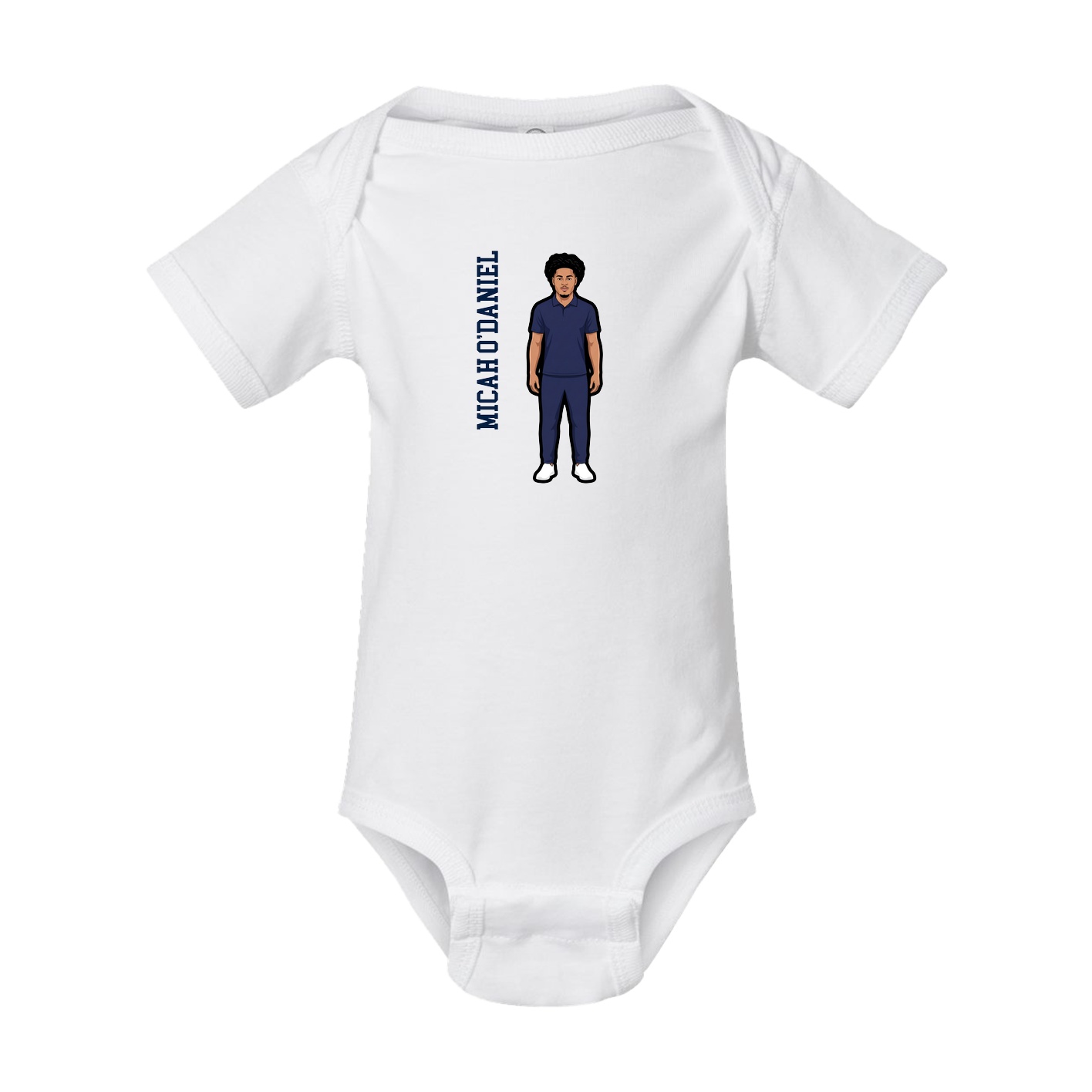 Baby Onesie — Name Vertical in White