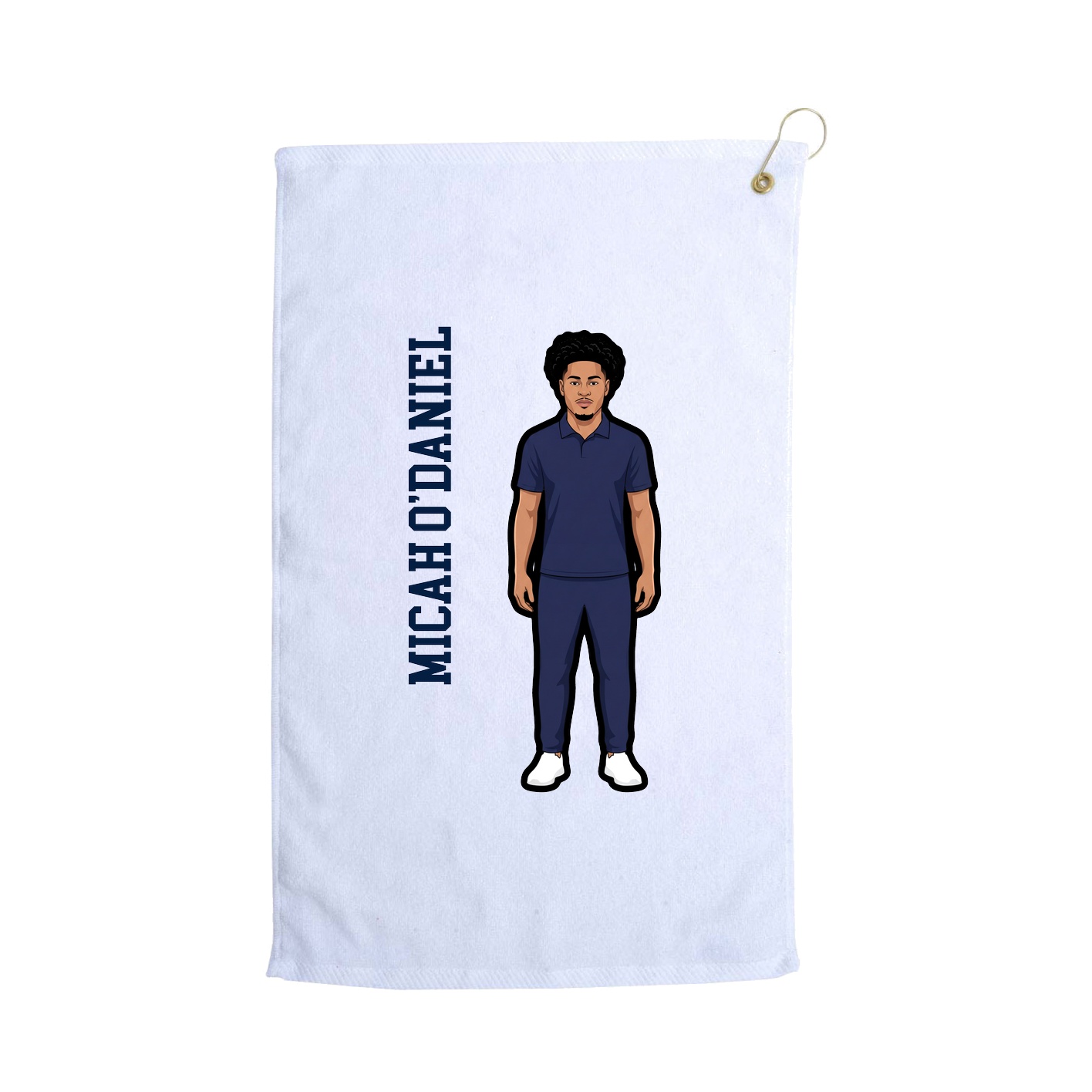Golf Towel — Name Vertical in White