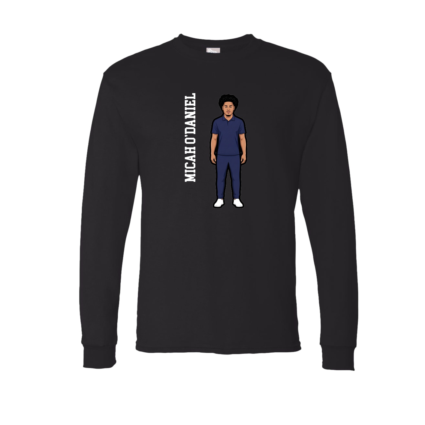 Long Sleeve Tee — Name Vertical in Black